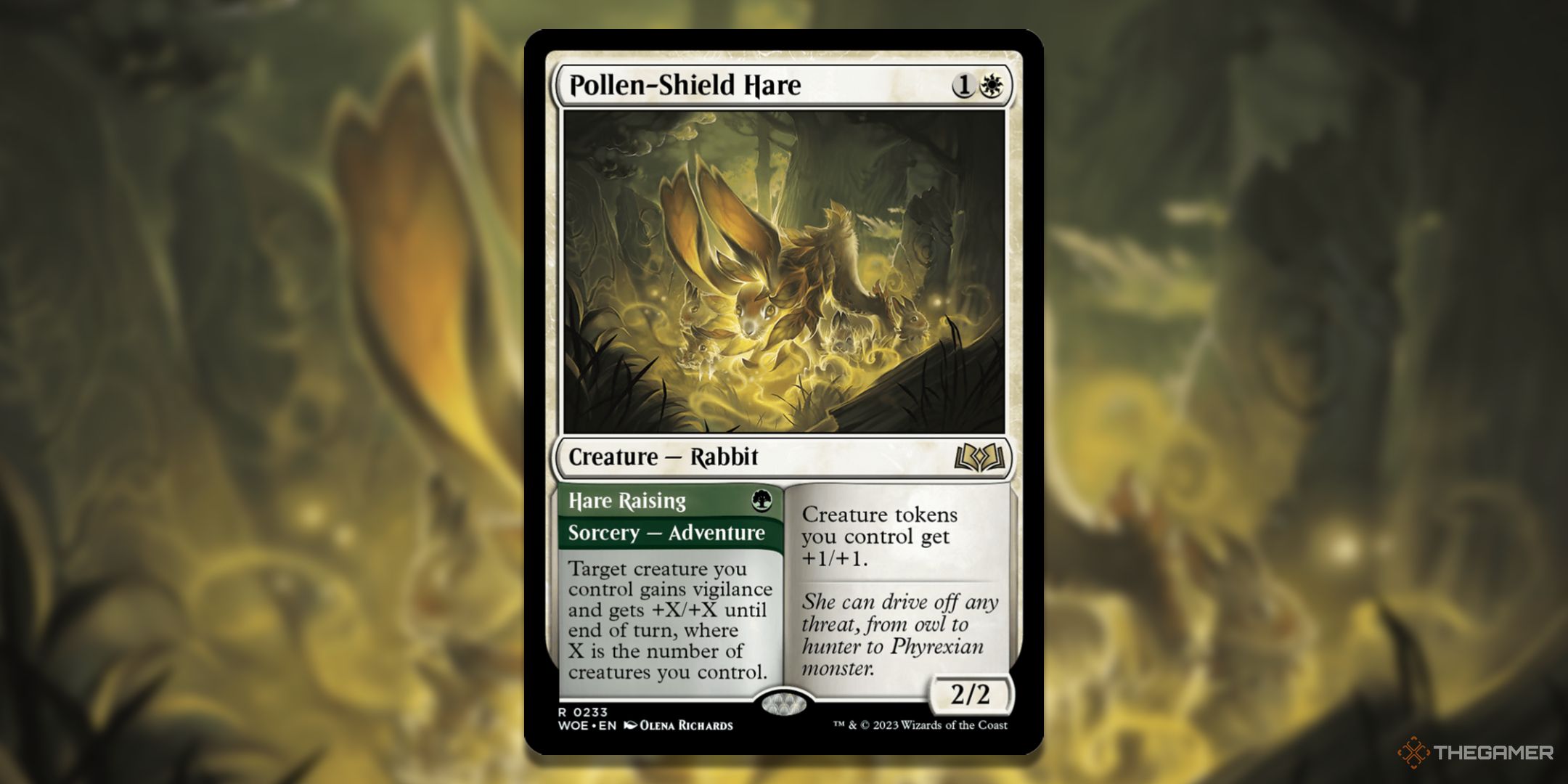 Pollen Shield Hare card with the card image in the background.