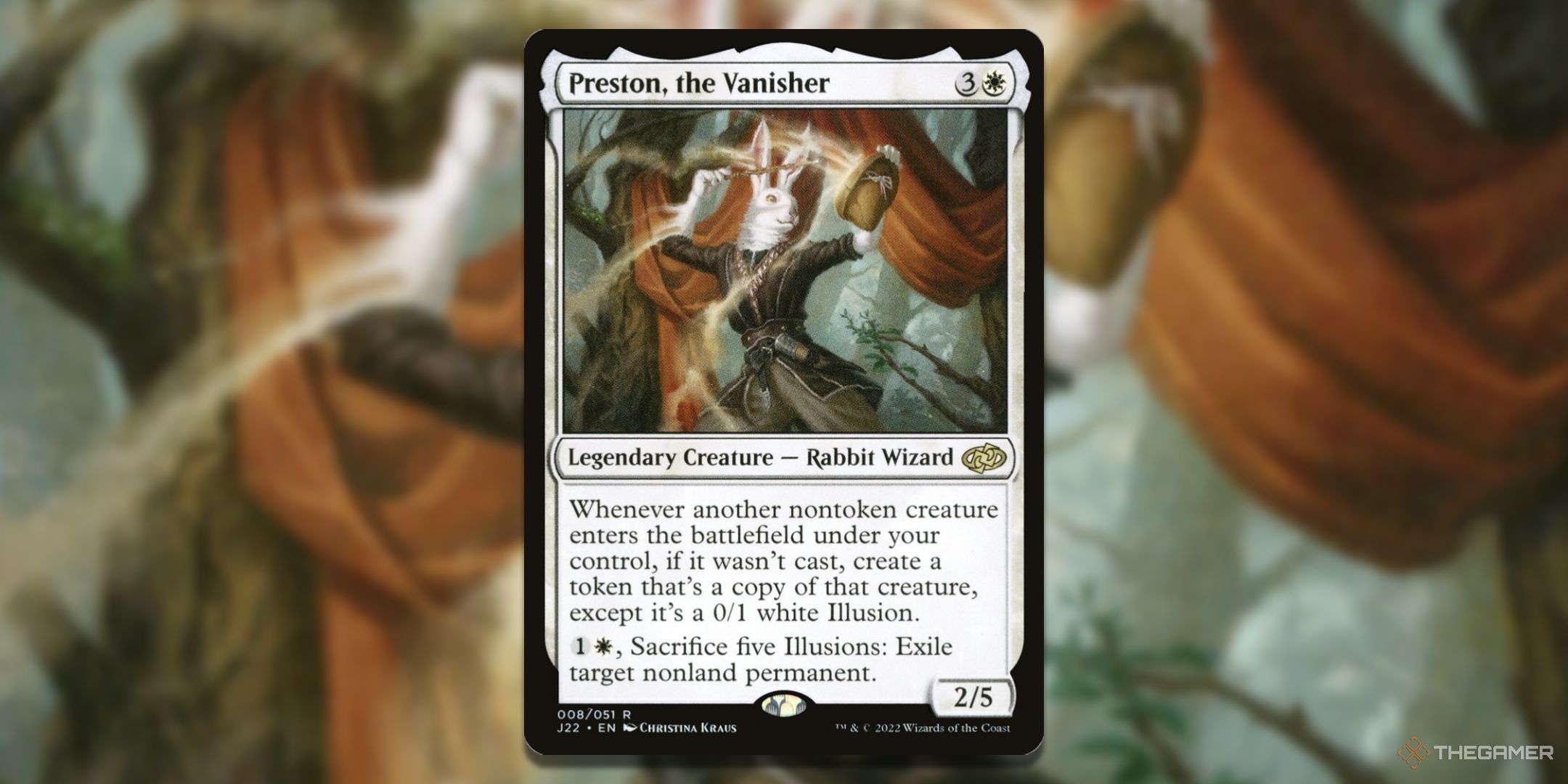 Preston, the Vanisher card with the card image in the background.