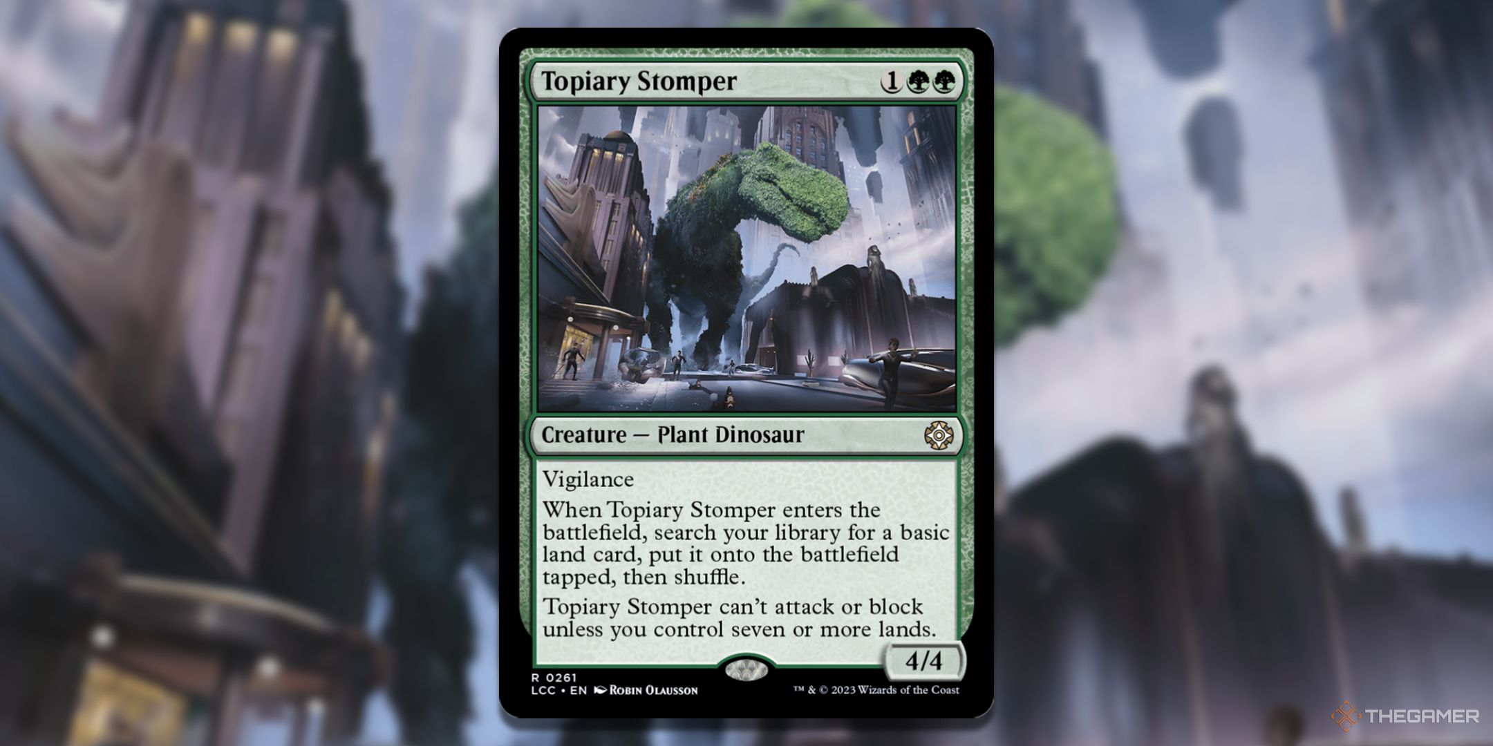 کارت Topiary Stomper با هنر در پس‌زمینه.