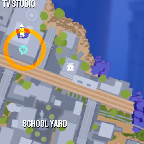 Nineteenth trinket location of Goatroit on the map in Goat Simulator 3 Multiverse of Nonsense.