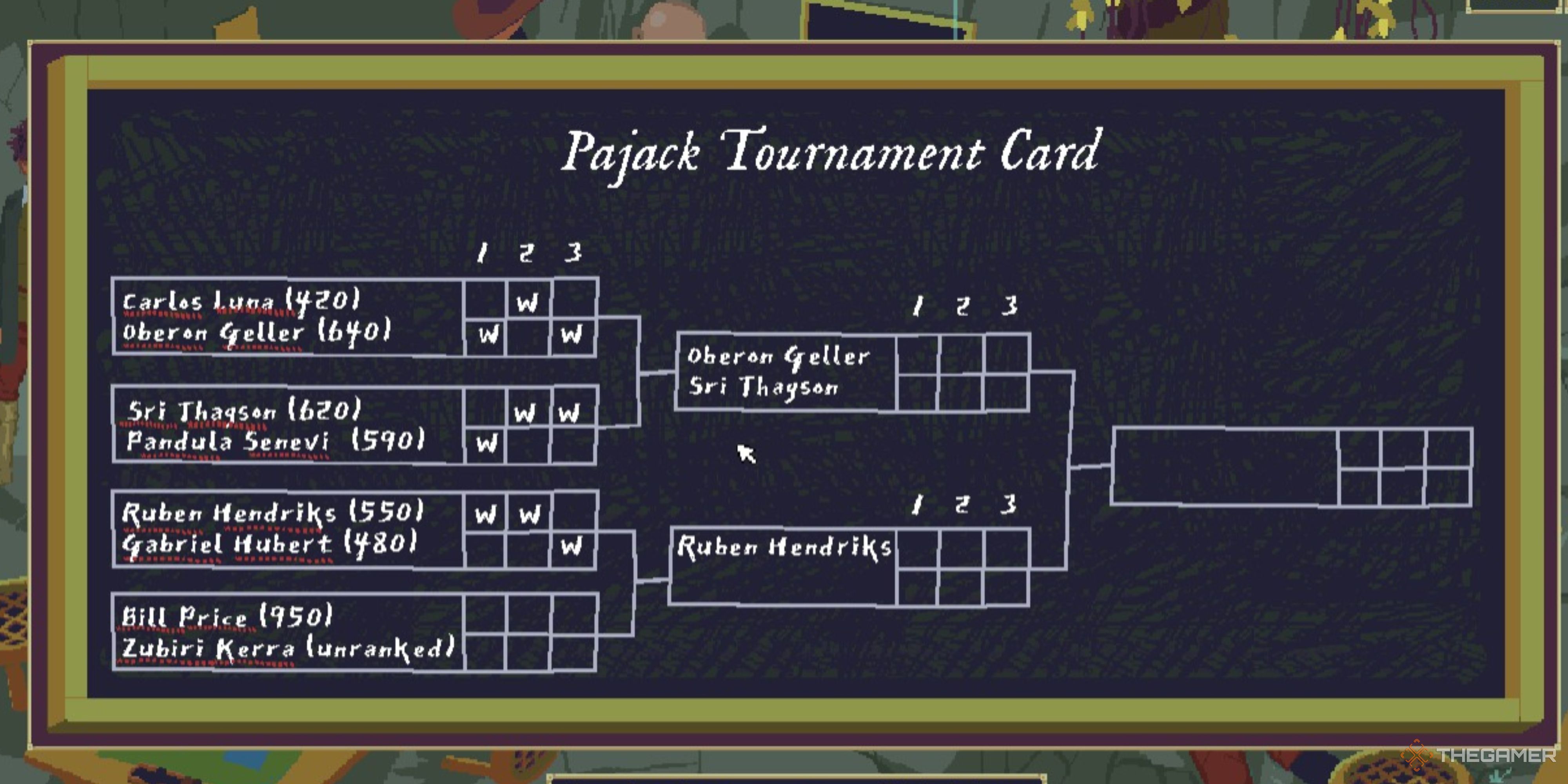 Pajack game results in The case of the Golden Idol.