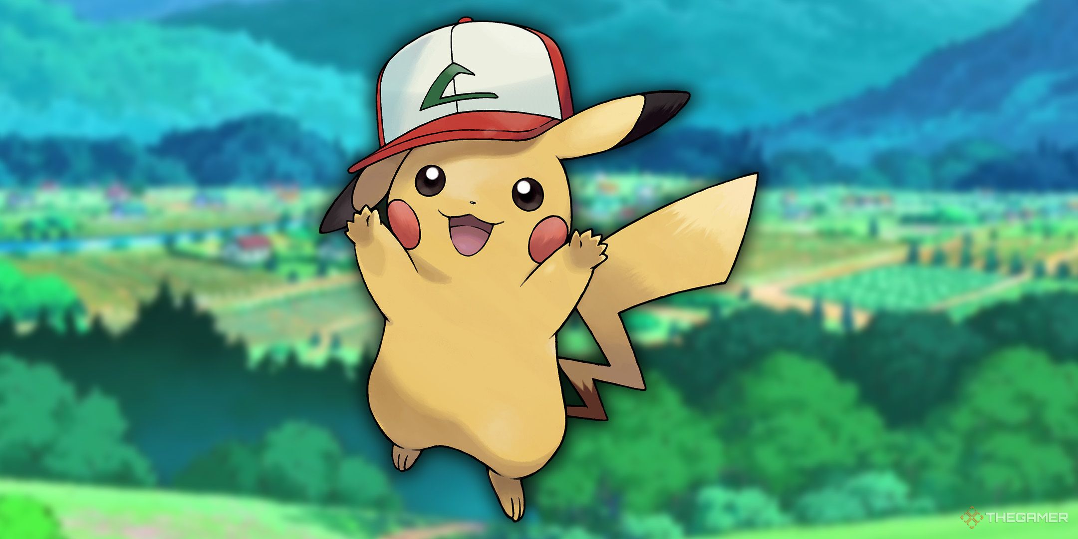 Pikachu wearing Ash's hat.