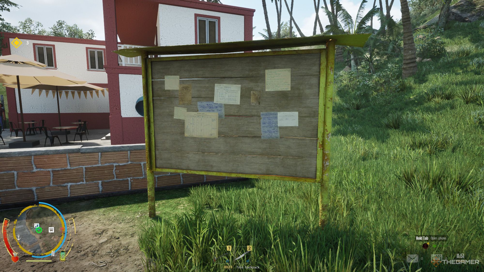 بازیکنی که جلوی تابلوی اعلانات در Drug Dealer Simulator 2 ایستاده است.