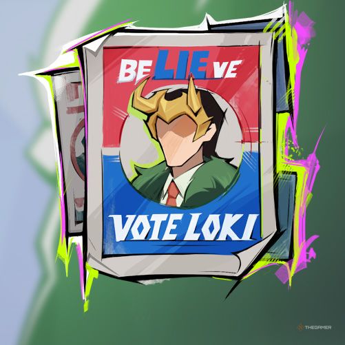 The Presidential Attire Spray in Marvel Rivals features a campaign poster that says, "BeLIEve - Vote Loki."