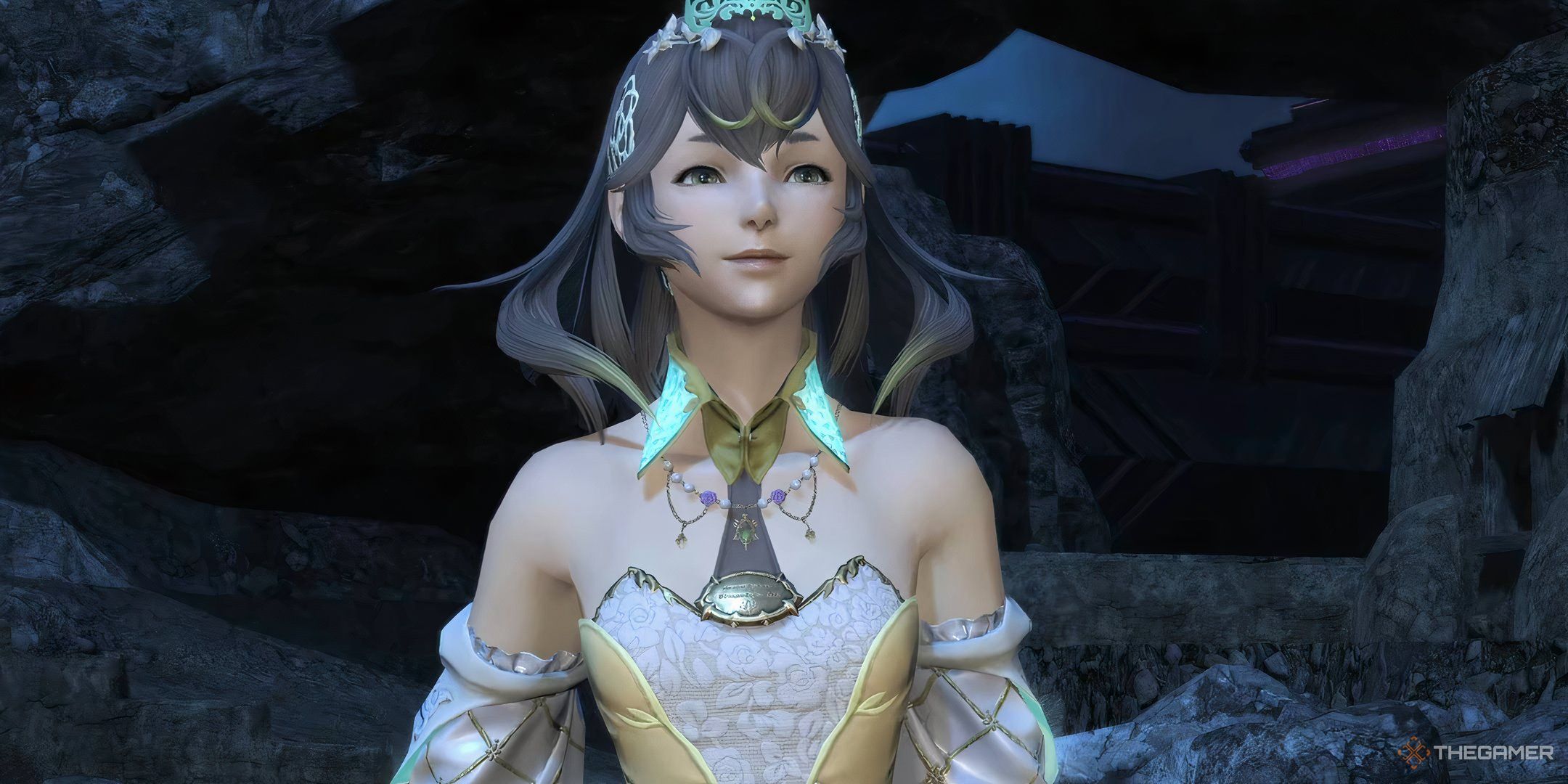 Queen Sphene introduces herself to the Scions and Wuk Lamat in FF14 Dawntrail