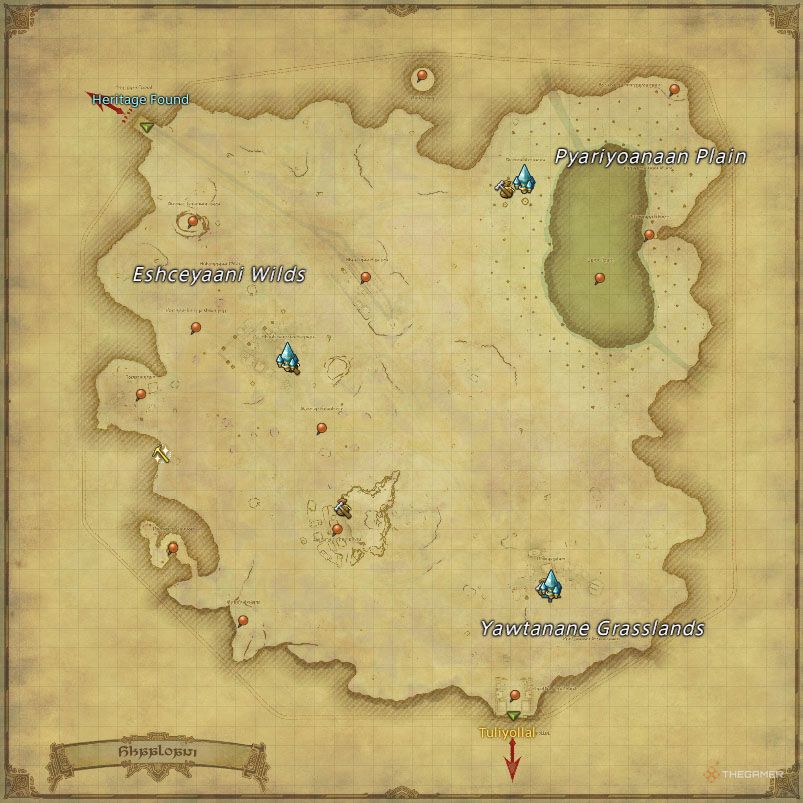 Rarefied Magnesite Ore location on the map in Final Fantasy 14 Dawntrail.-1