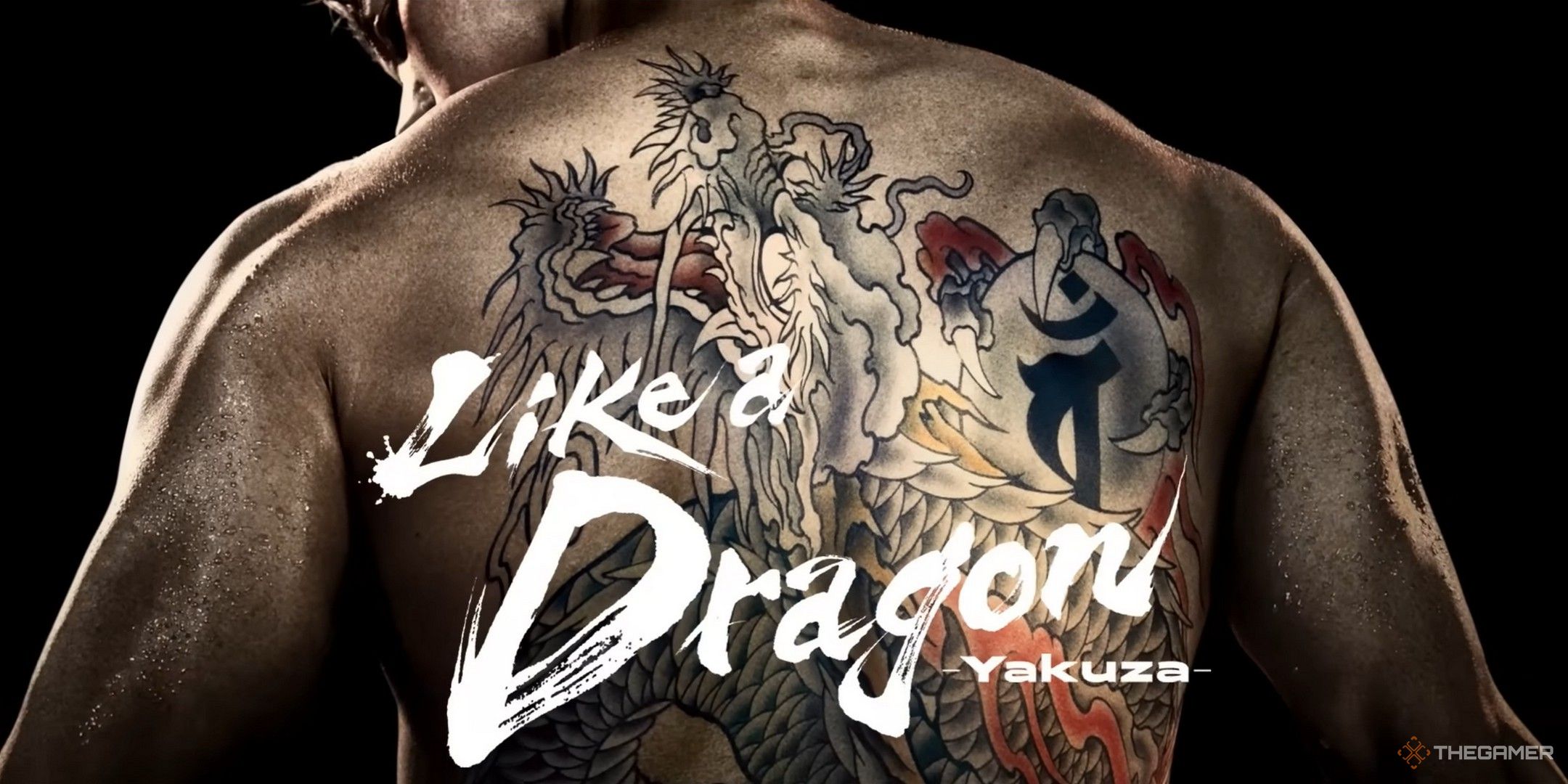 Ryoma Takeuchi with the Yakuza tattoo in the promo image for Like a Dragon Yakuza from Amazon Prime.