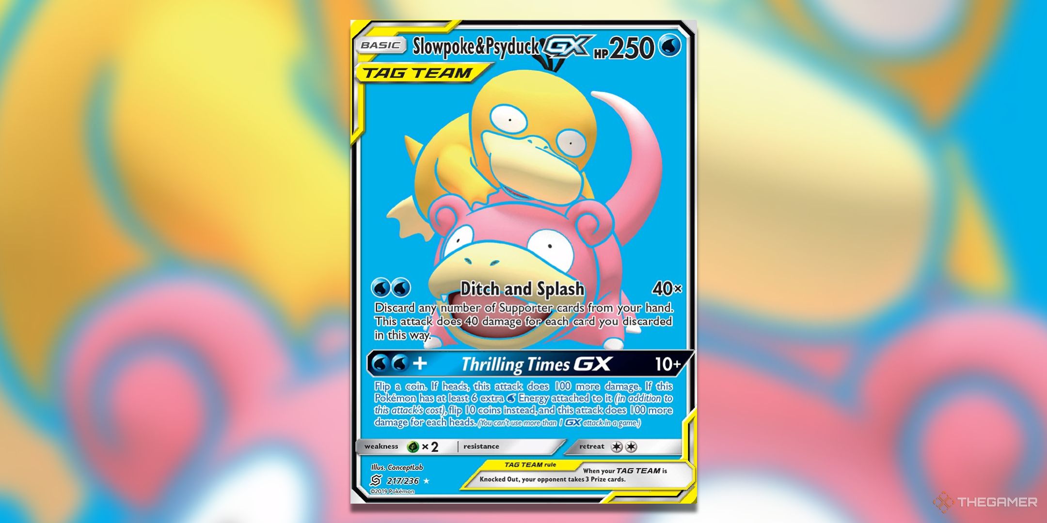 Slowpoke and Psyduck GX, full art, rare.