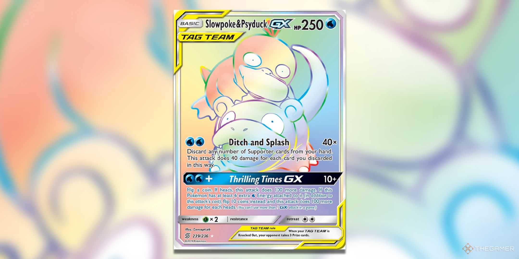 Slowpoke and Psyduck, rare rainbow card art.