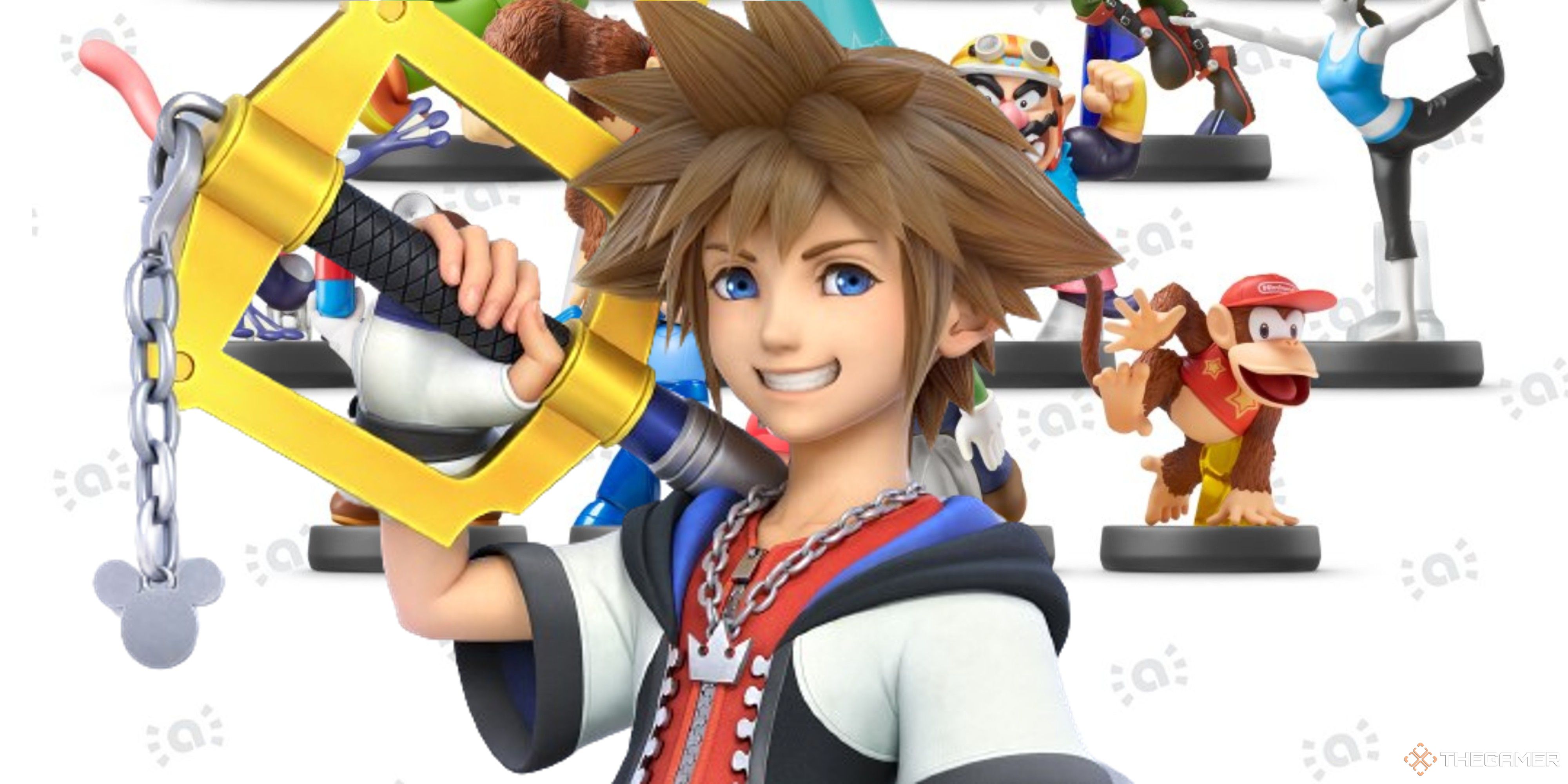 sora in front of other nintendo switch amiibo