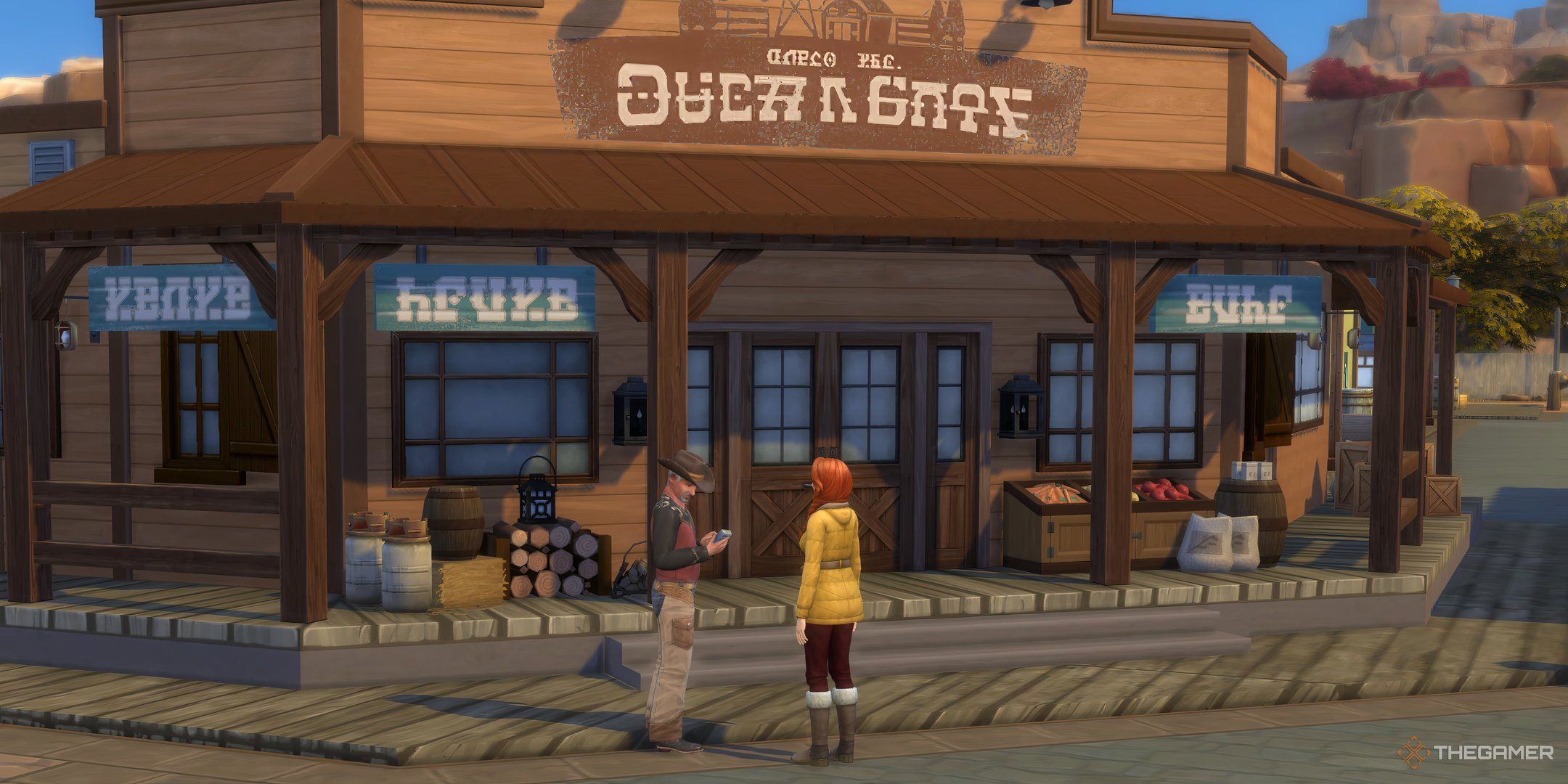 SSims 4 horse ranch sim talking to roberto outside grocery store