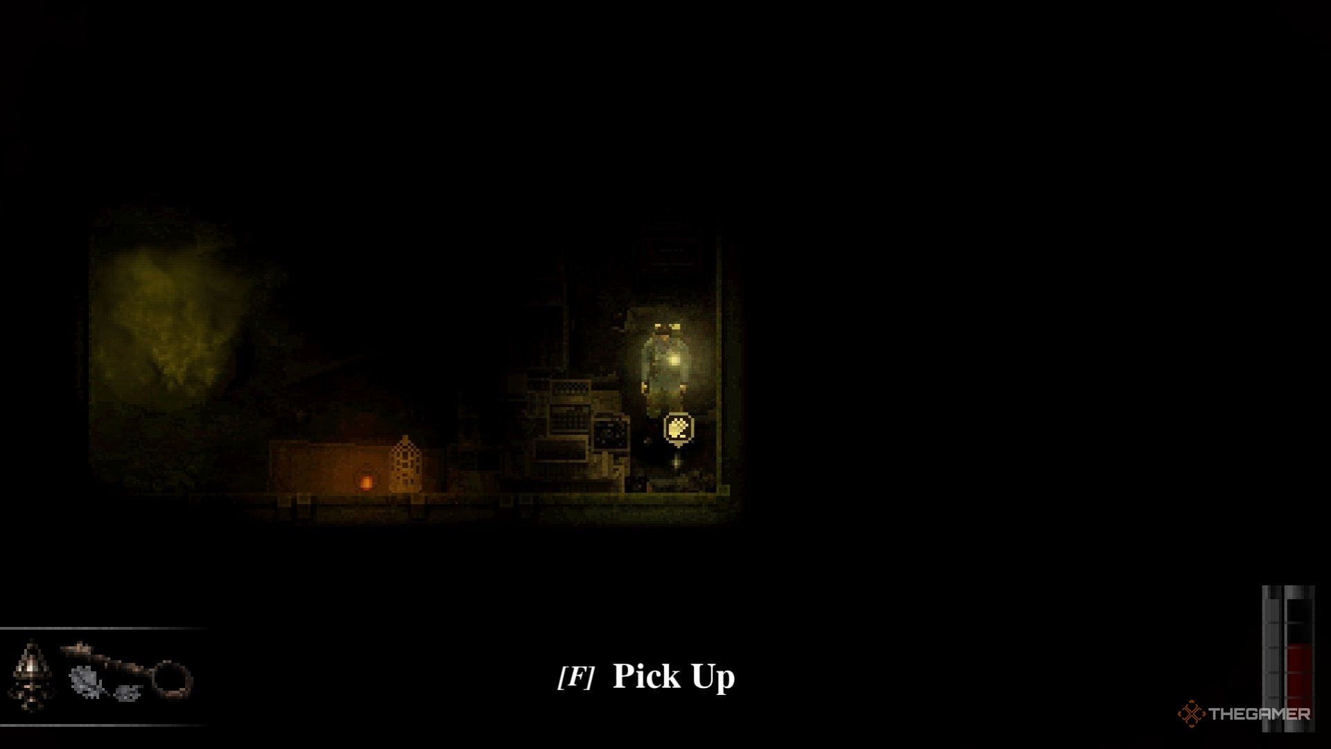 A player standing near the Coop Key tucked away in a corner of the underground mineshaft in Conscript.