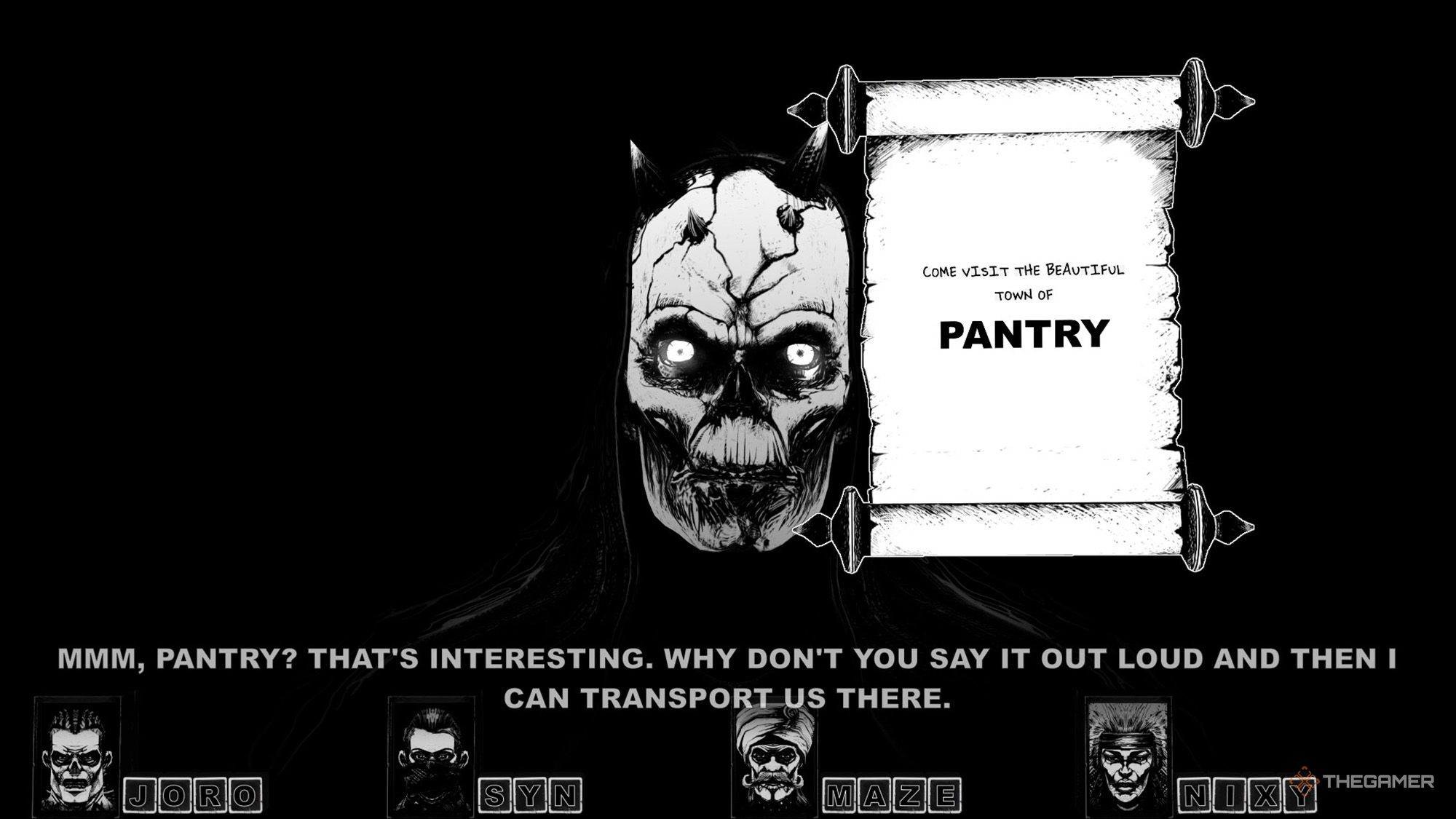 The Cryptmaster reads the message inside the bottle in Cryptmaster.