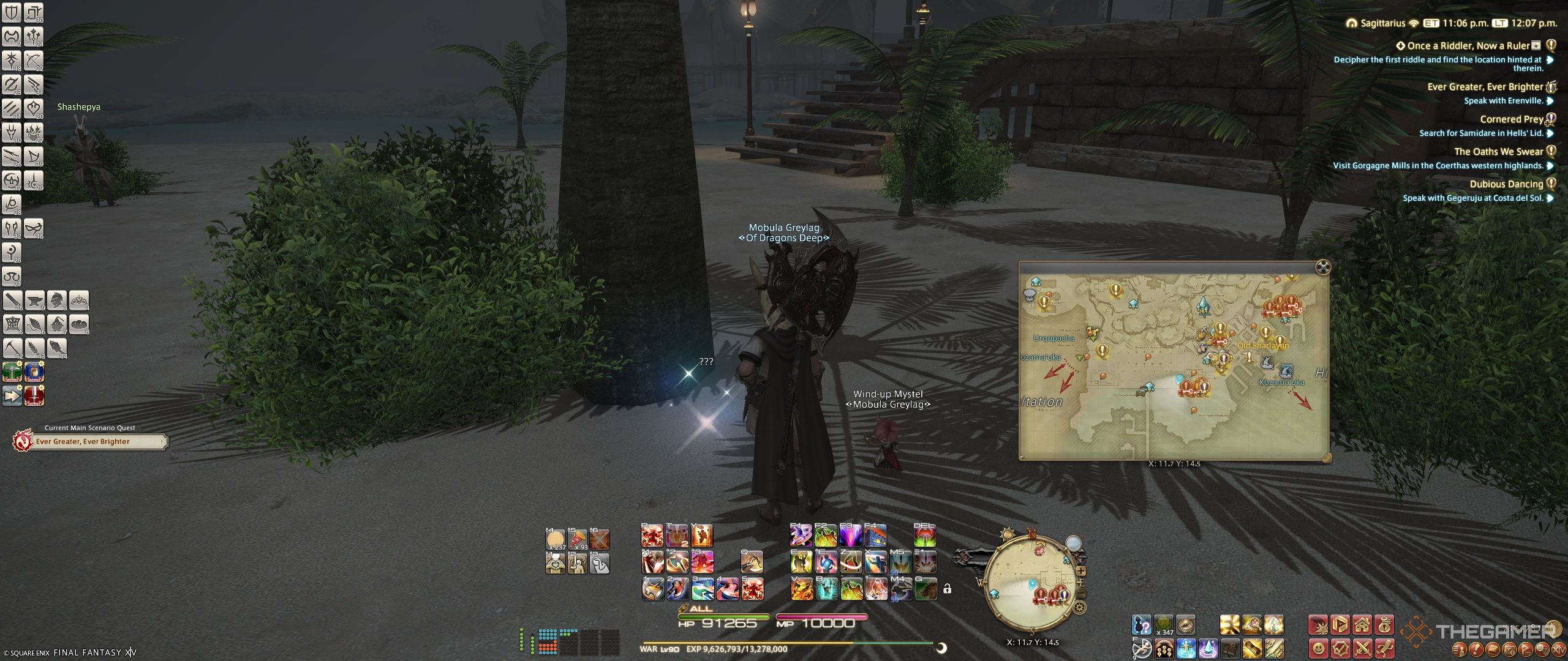 The location of the first riddle solution in the Once a Riddler Now a Ruler Final Fantasy 14 quest