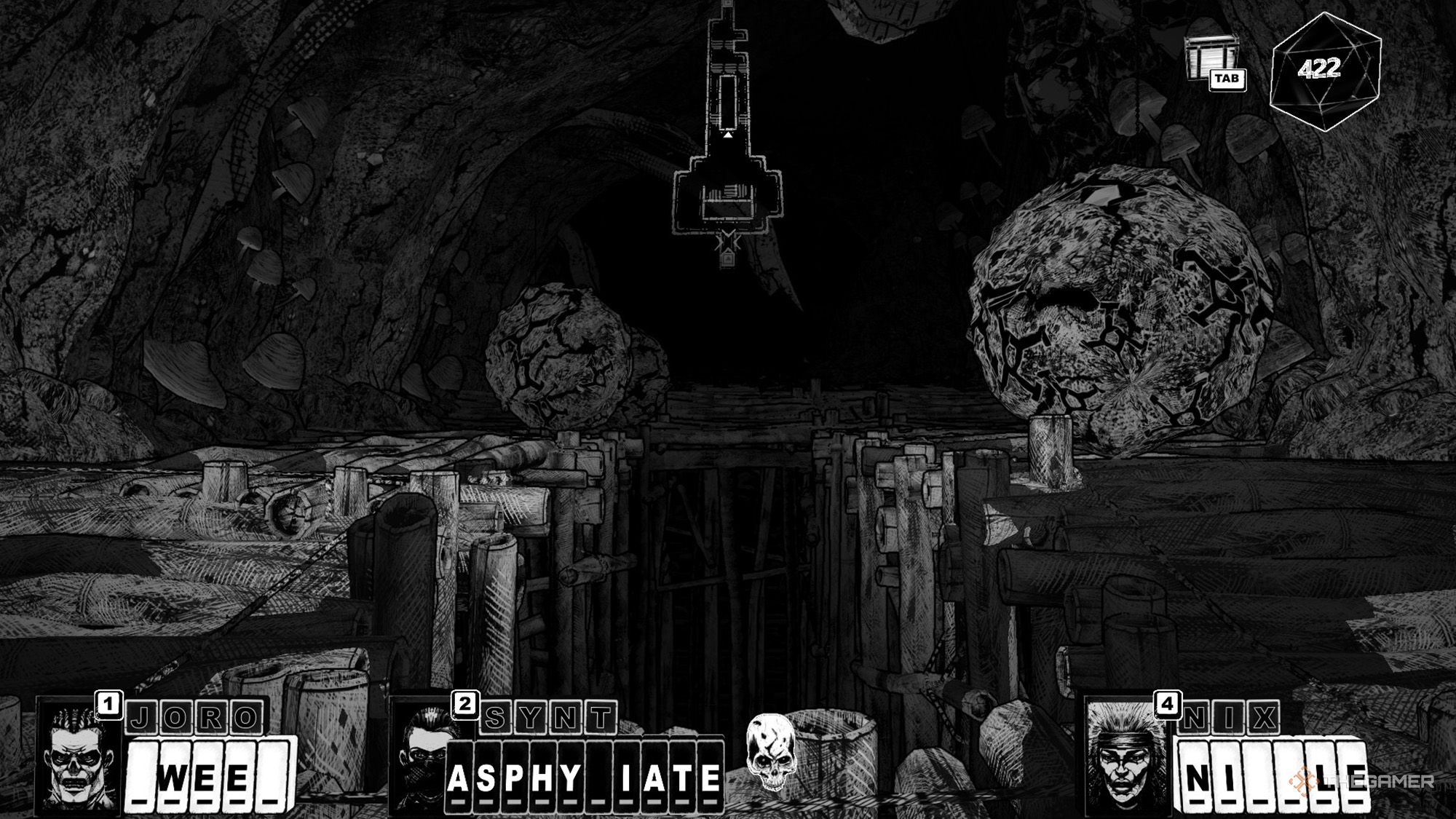 The party encounters rolling boulder traps in Cryptmaster.