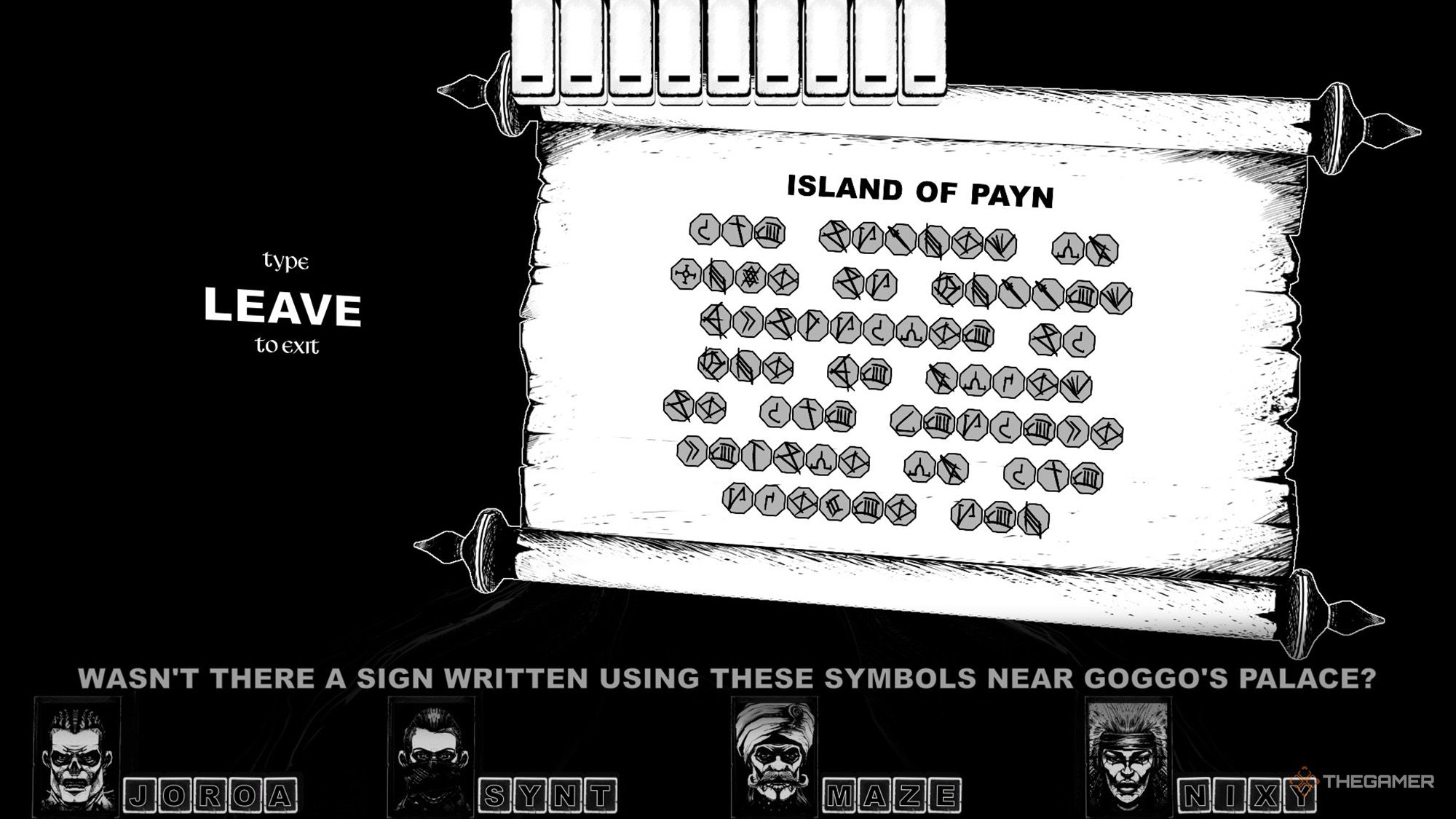 The party is trying to solve the puzzle of the scroll related to Payn&rsquo;s Island in Cryptmaster.