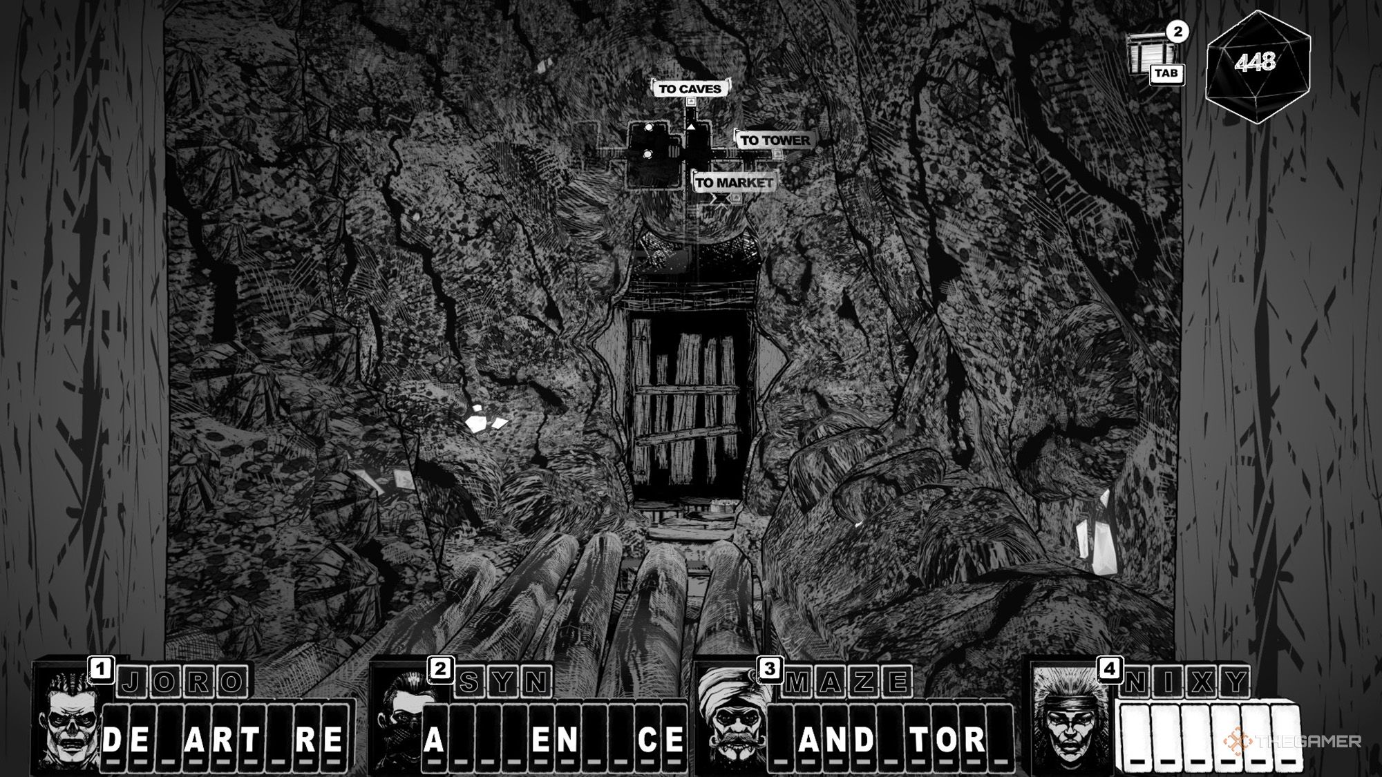 The party makes their way from the Pantry to the door of the Caves in Cryptmaster.