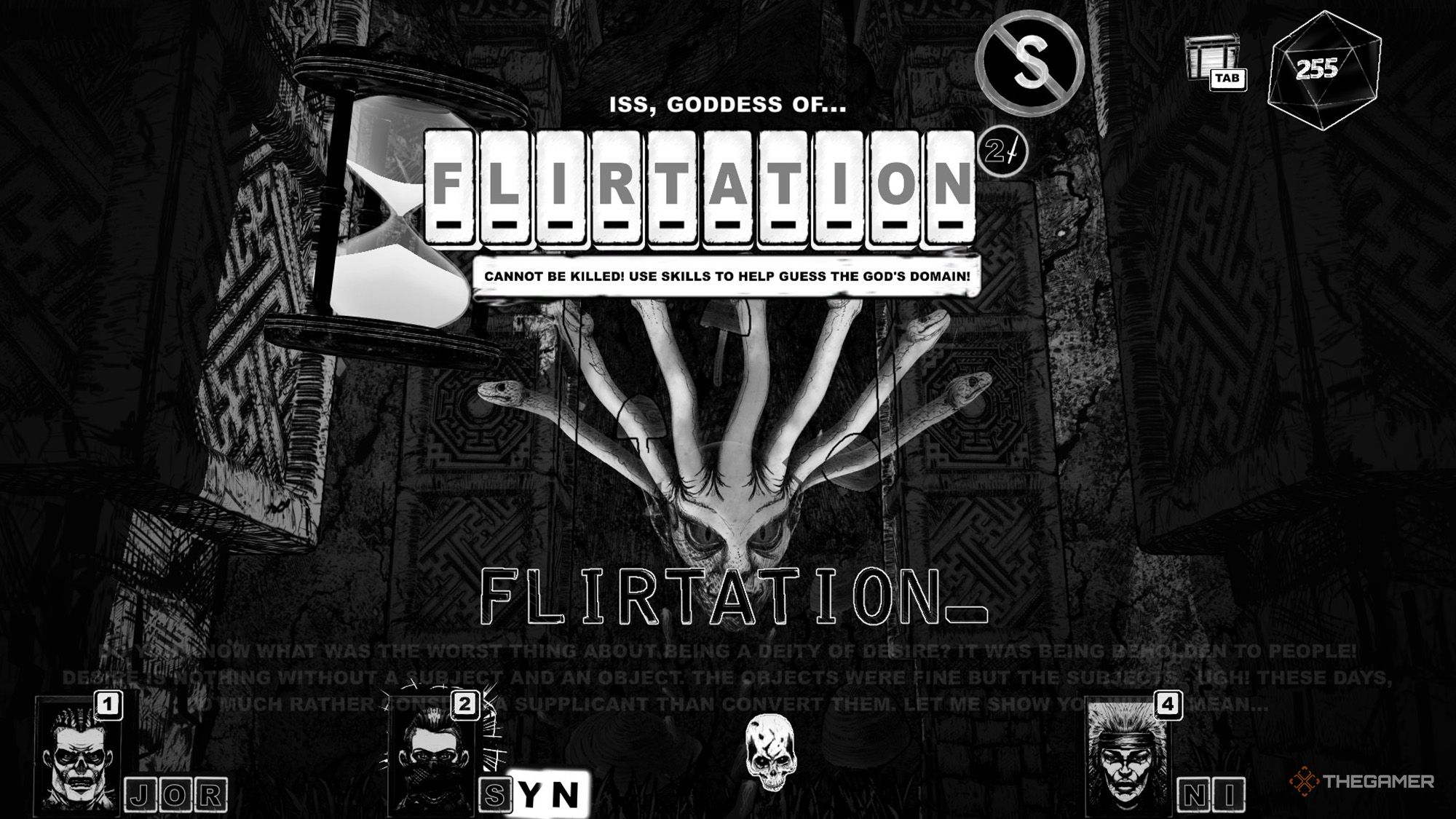 The player types FLIRTATION word to defeat ISS in Cryptmaster.