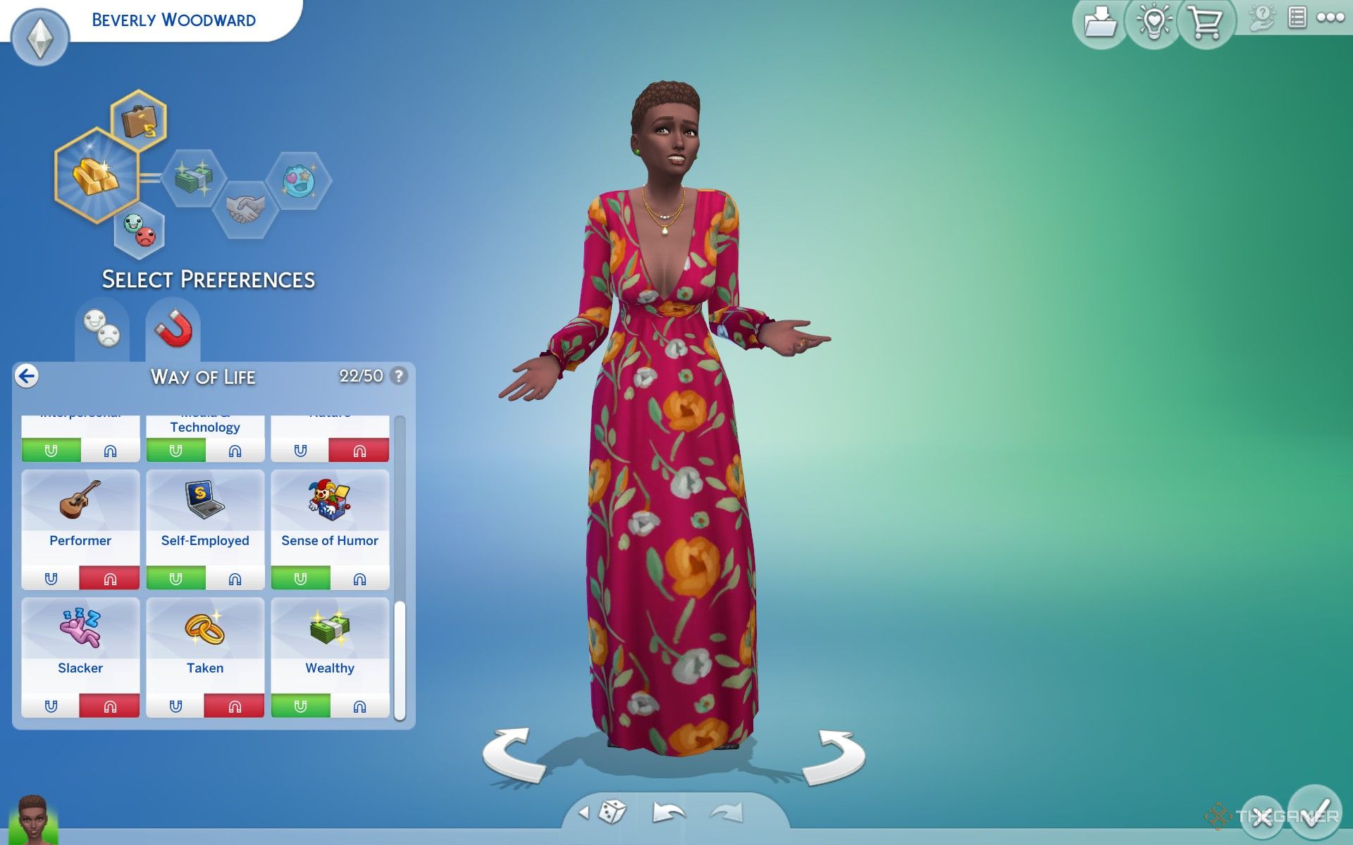 Turn-Ons and Turn-Offs selected in Create-a-Sim for The Sims 4 Lovestruck