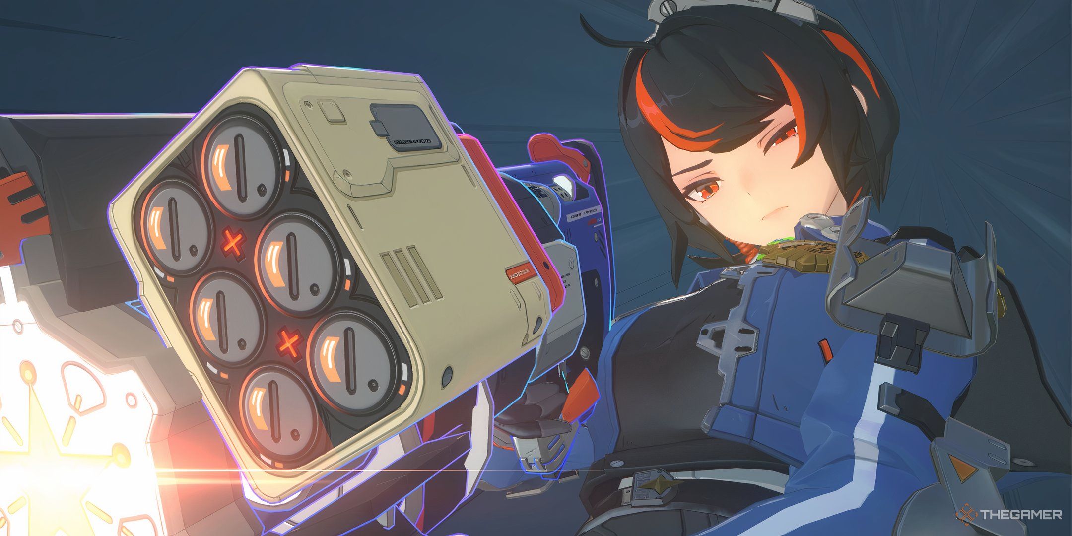 Zhu Yuan aiming her gun in her ultimate animation.