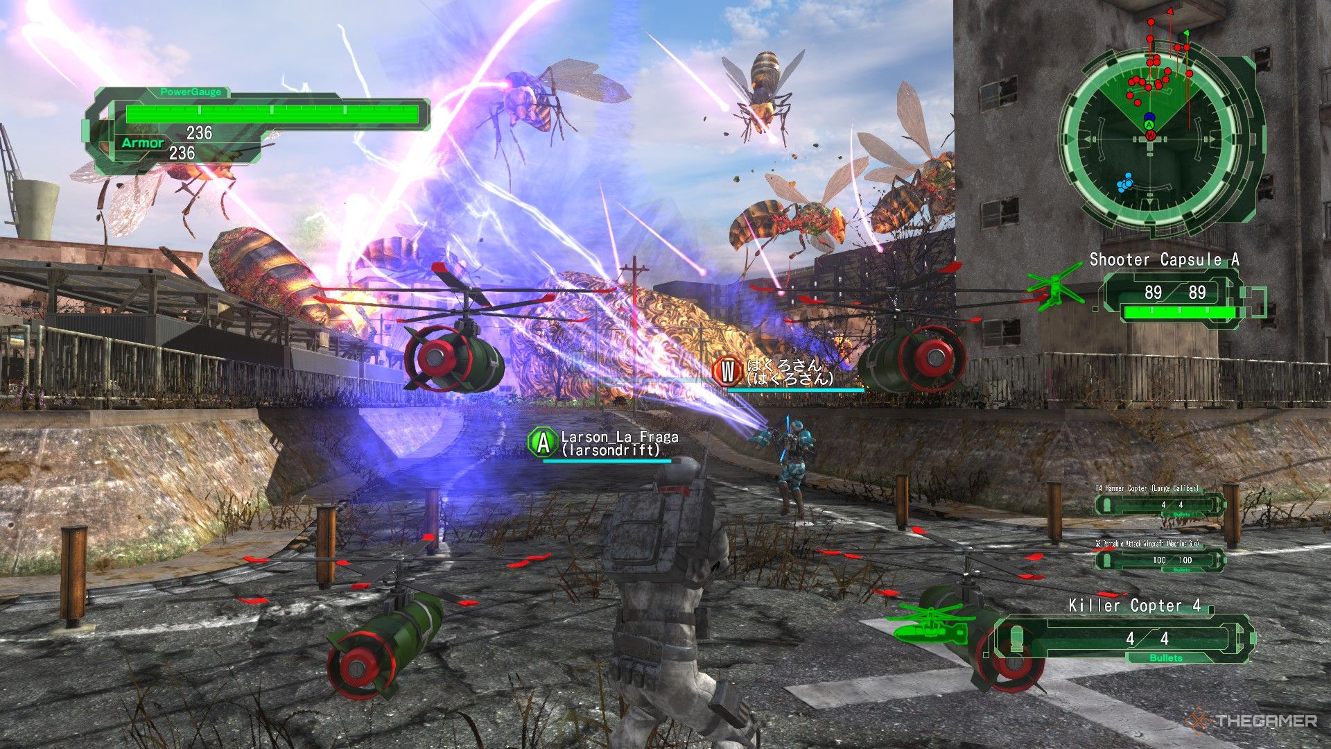 Earth Defense Force 6: An EDF Squad Ambushed By Giant Hornets.