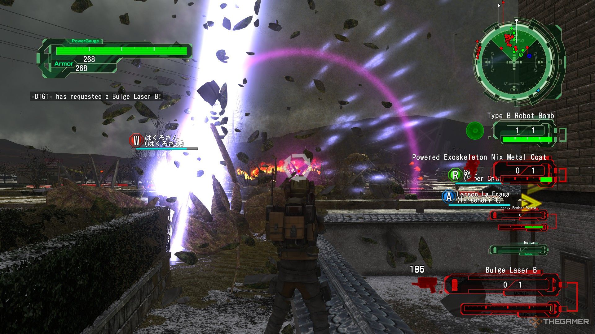 Earth Defense Force 6: The Bulge Laser Of The Air Raider Frying Ants.