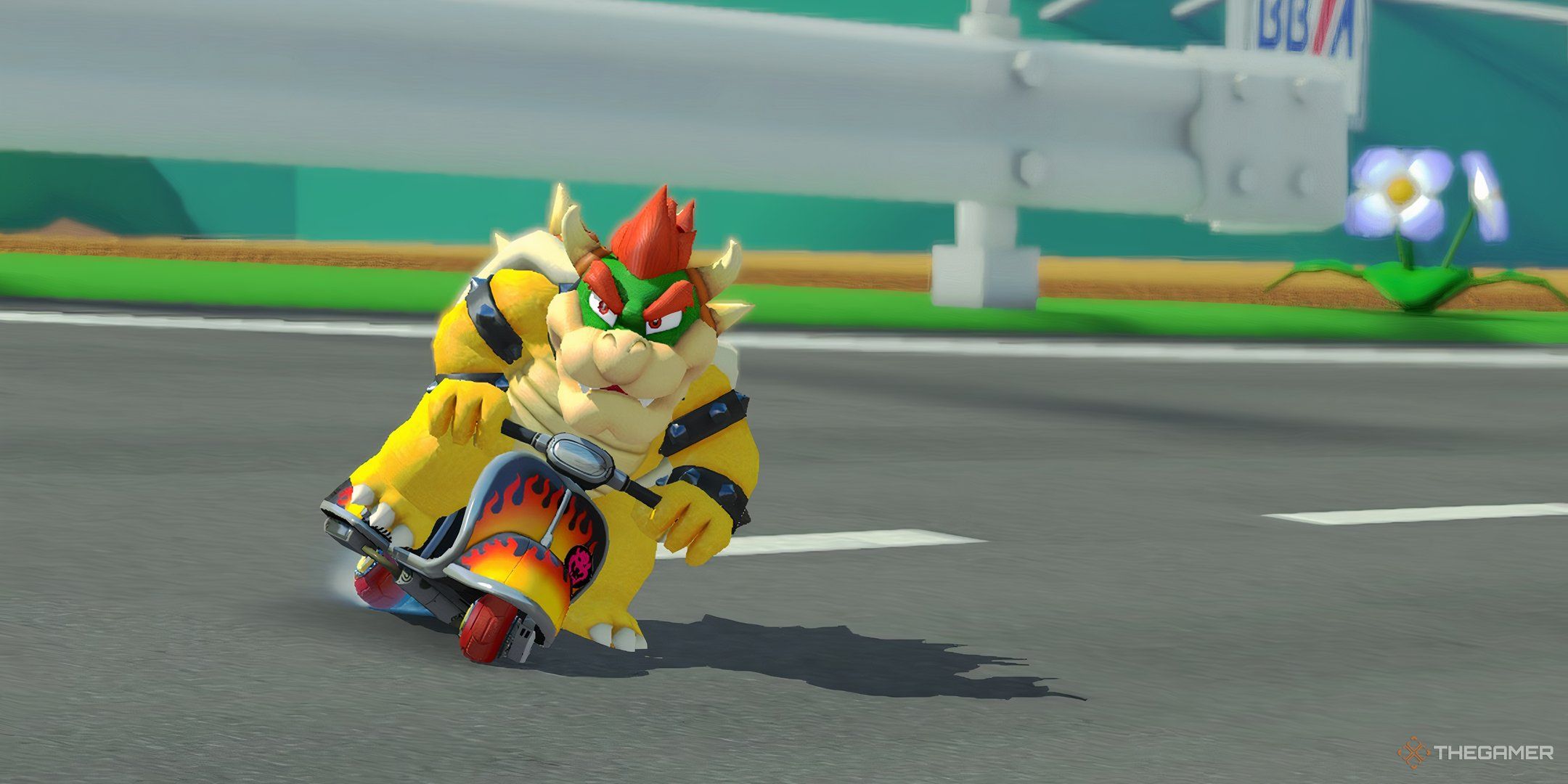 A photo of Bowser drifting in Mario Kart 8 Deluxe.