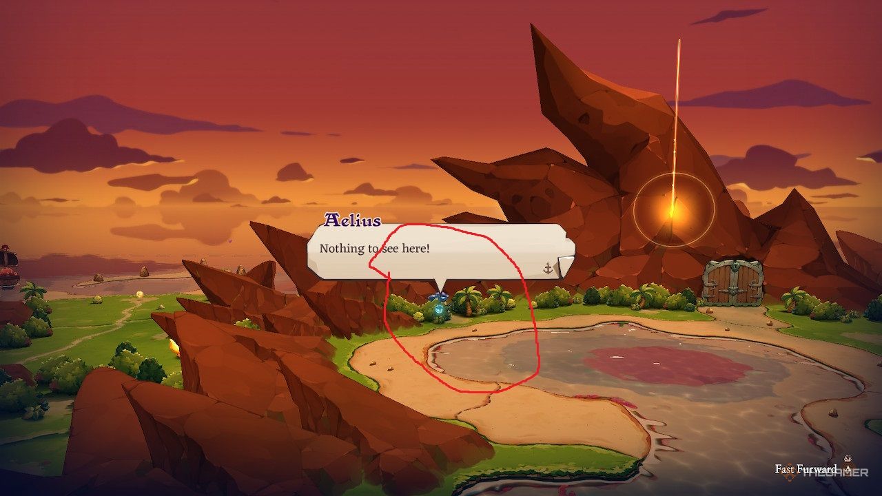 Aelius masquerading as a parrot near the Sunset Isles in Cat Quest 3