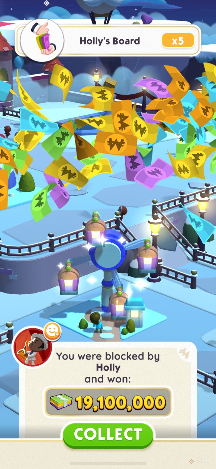 Being blocked by an opponent in Shutdown during the Floral Face-Off in Monopoly Go.