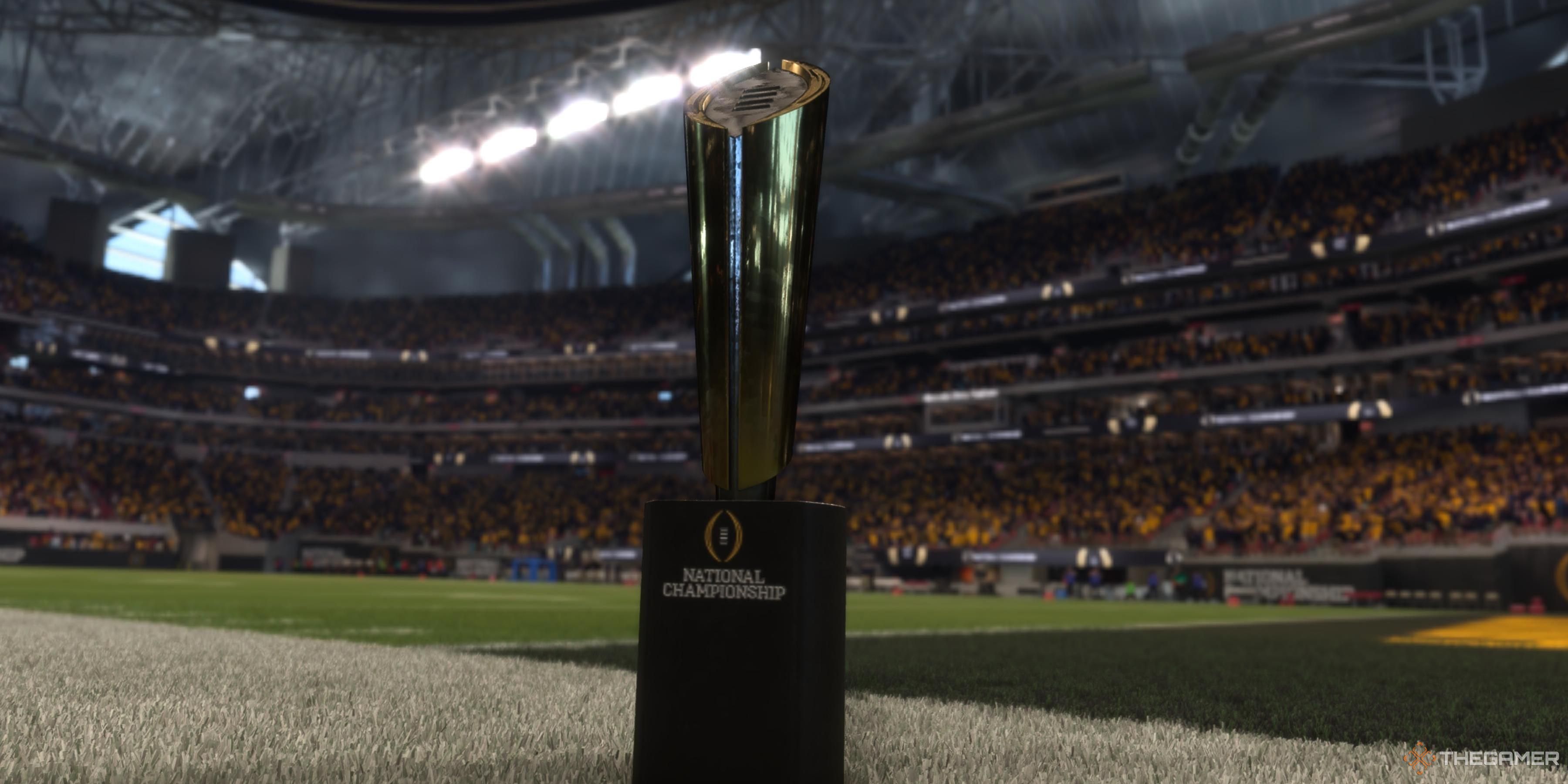 The College Football National Championship trophy in College Football 25.