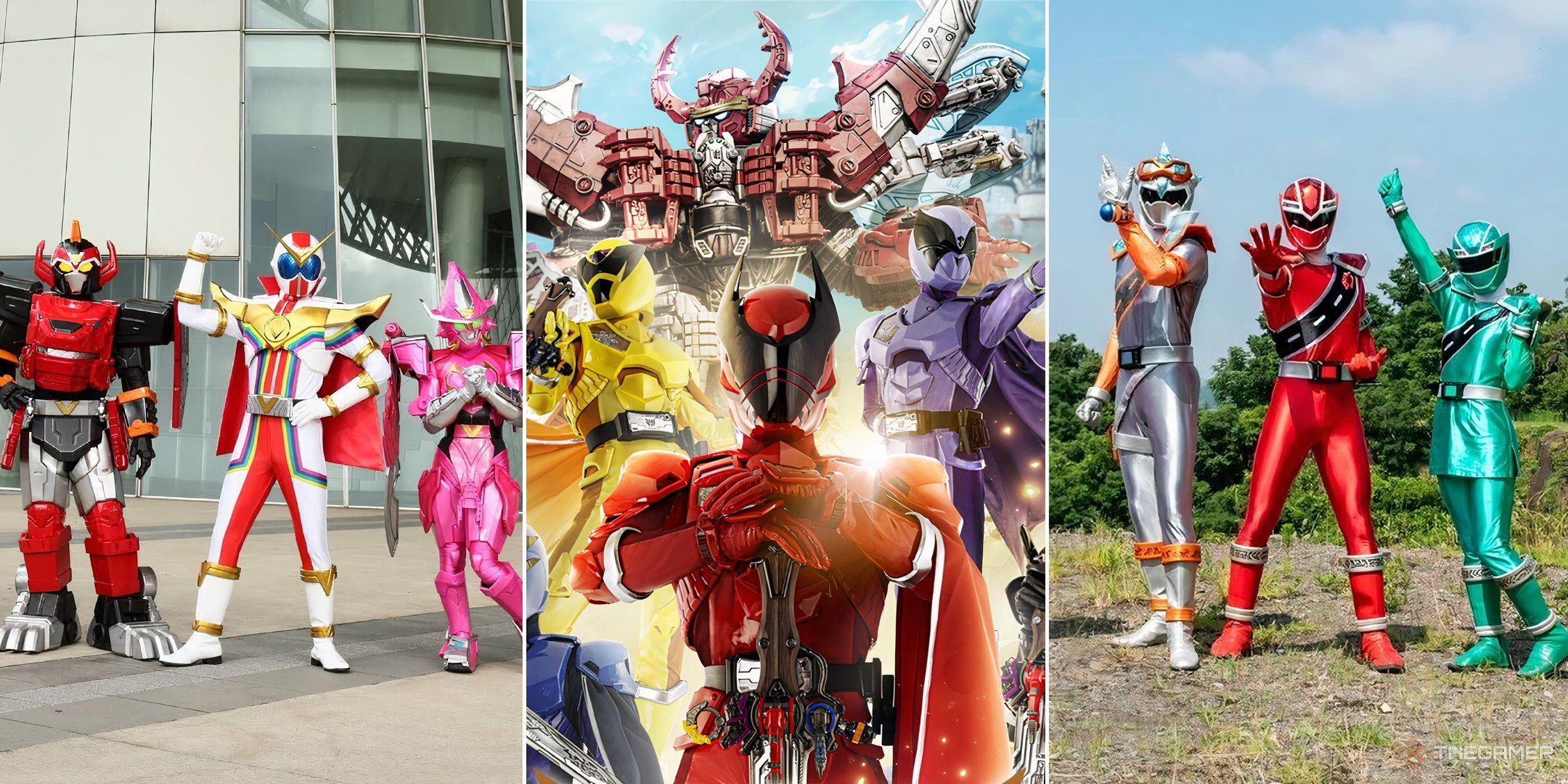 Collague image showing members of Sentai teams from Zenkaiger, King-Ohger and Kiramager.