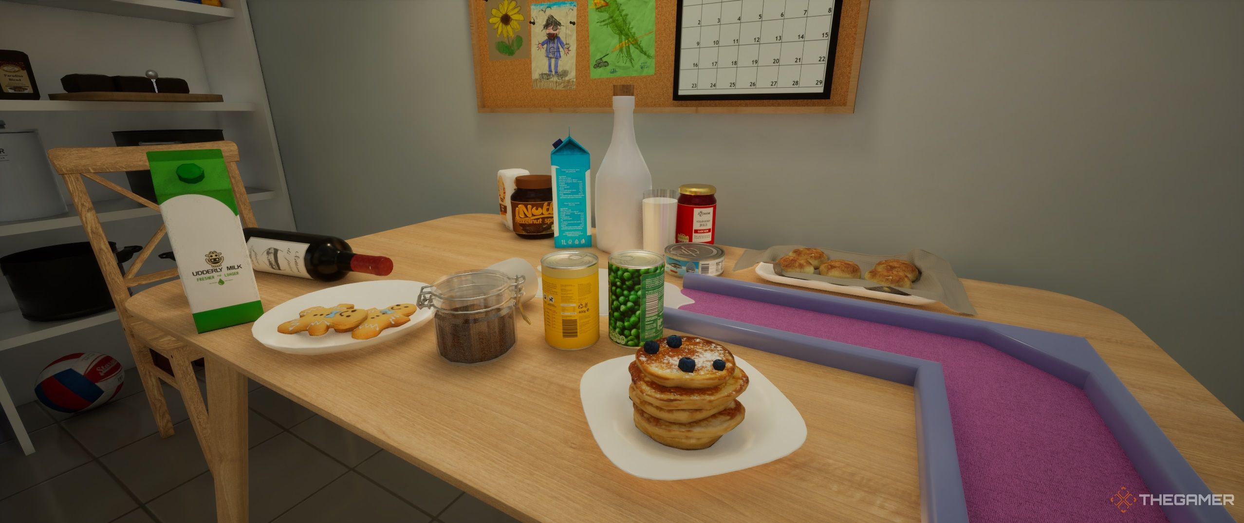 house of golf 2 kitchen including pancakes, nutella, gingerbread men, and the golf course