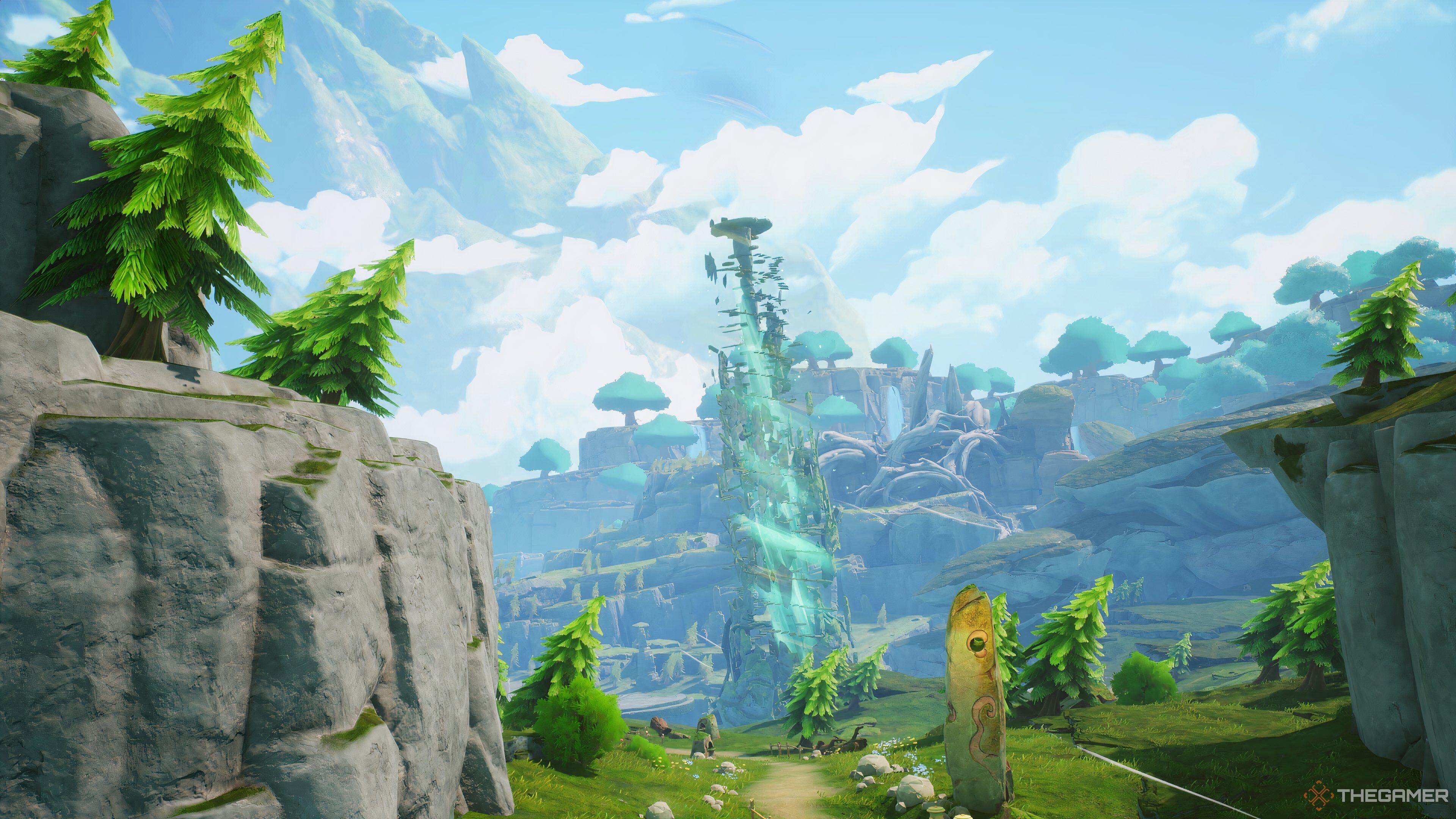 An overview of the Aerie Passage zone in Visions of Mana