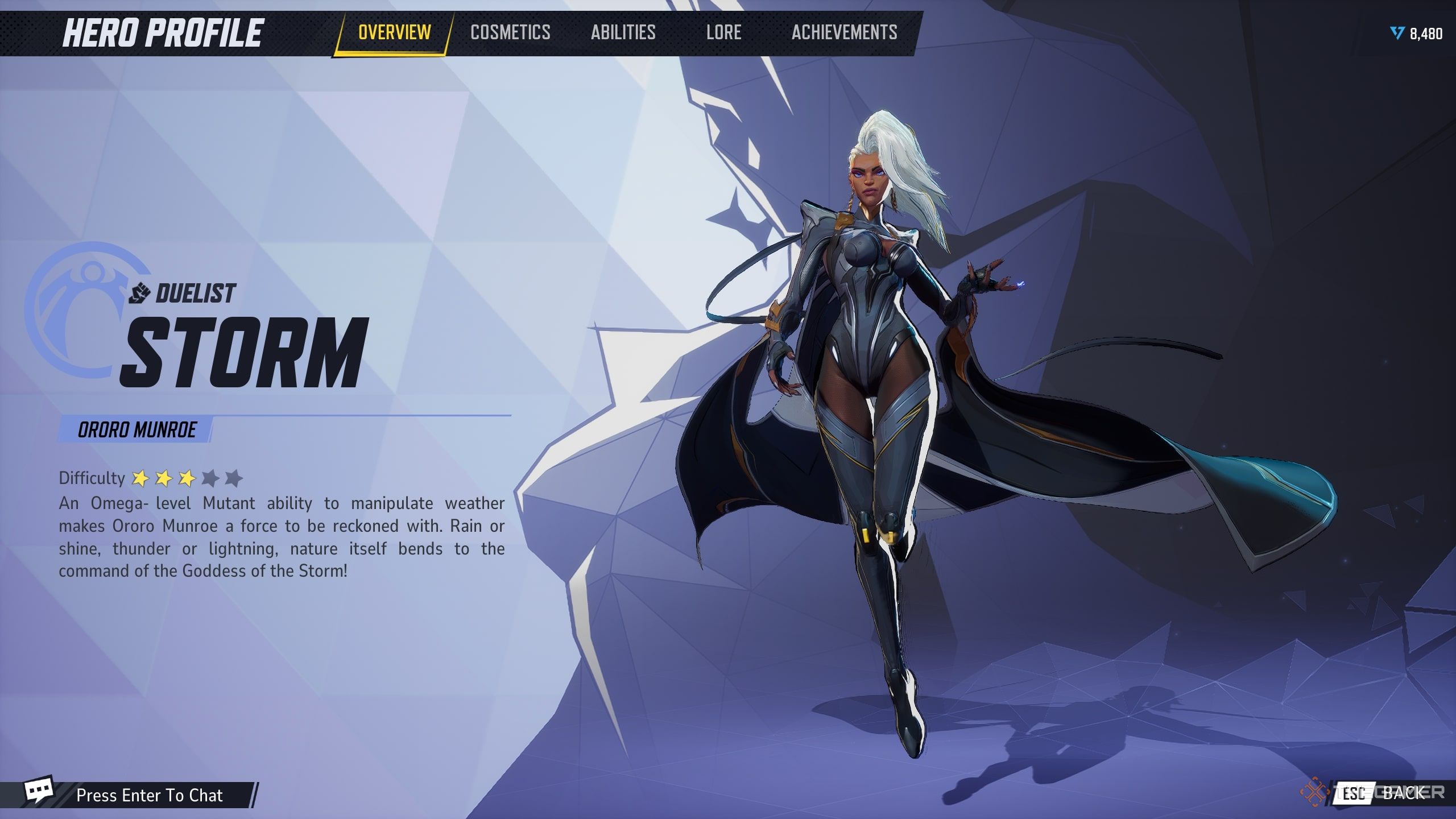 Storm's Hero Screen