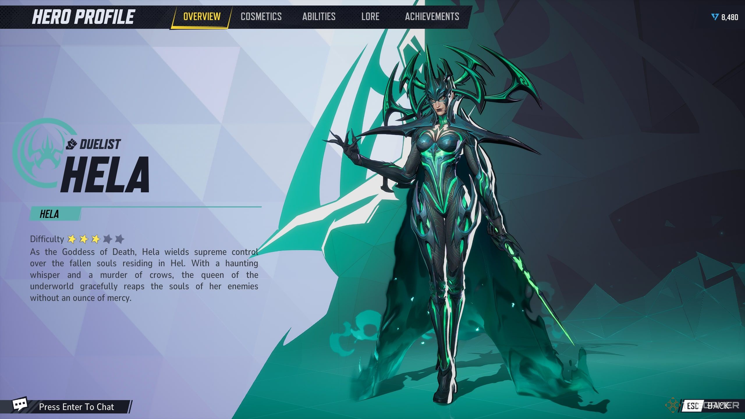 Hela's Hero Screen