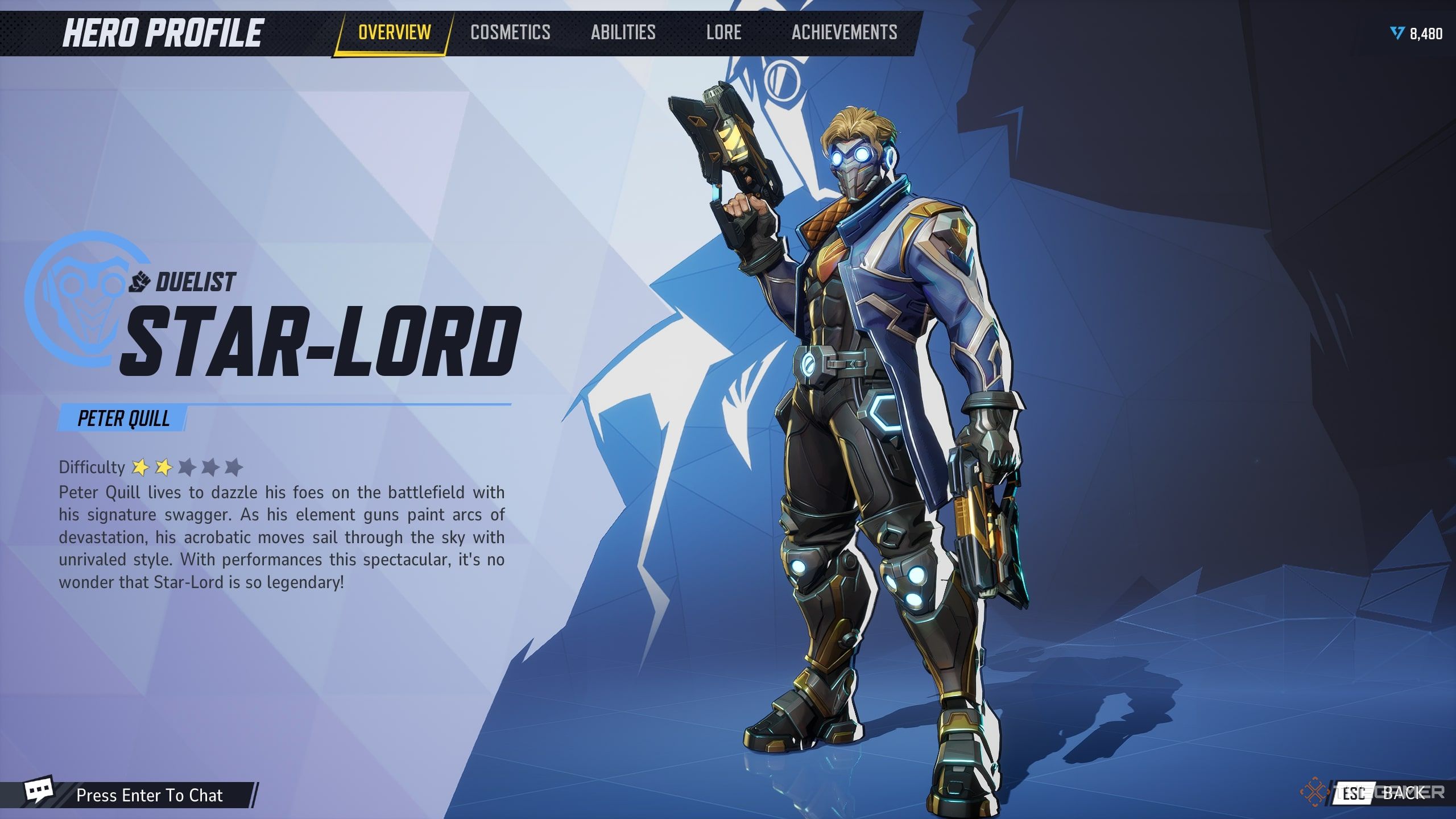 Star Lord's Hero Screen