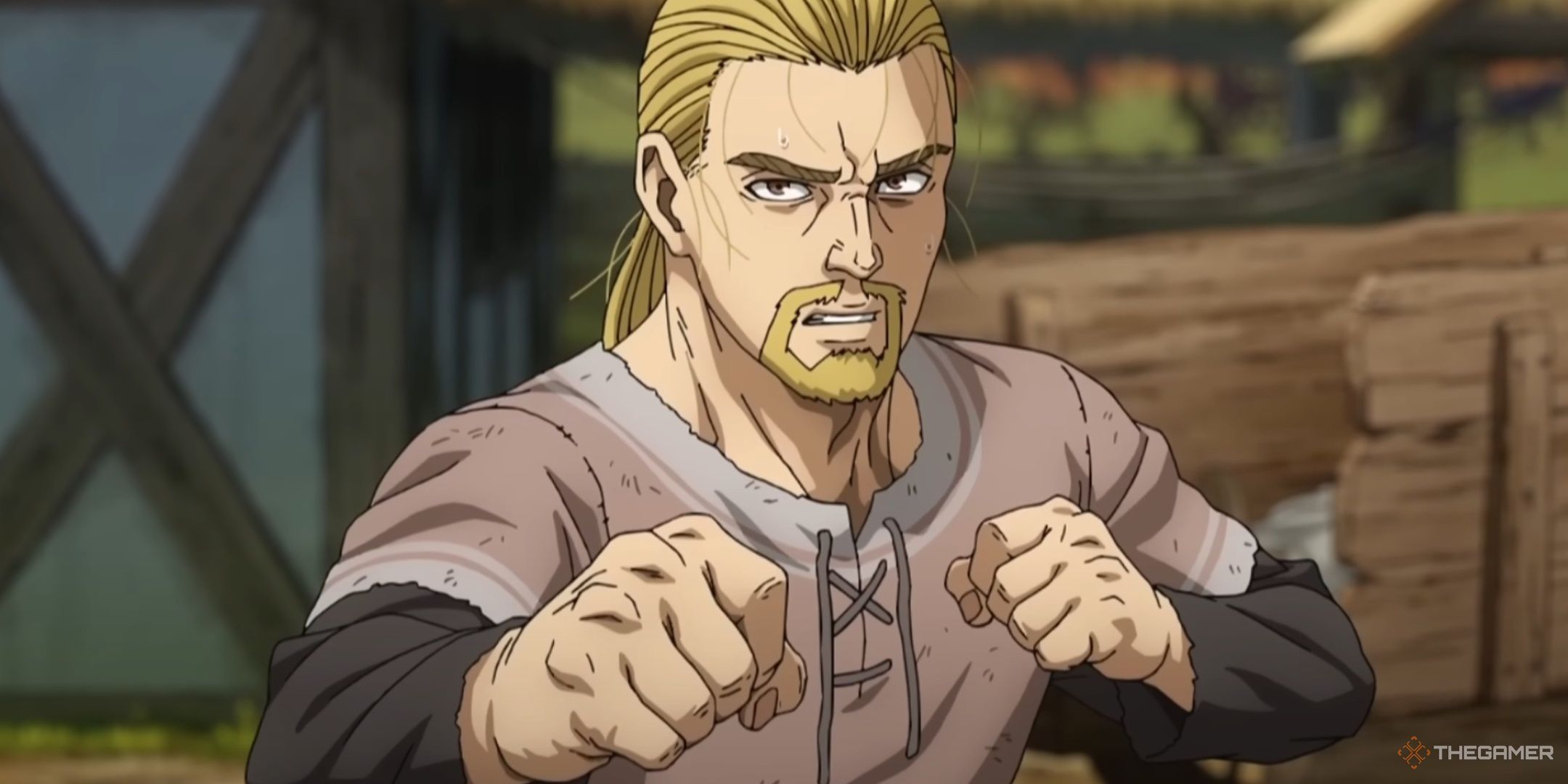 An adult Thorfin prepares for battle in the second season of the Vinland Saga.