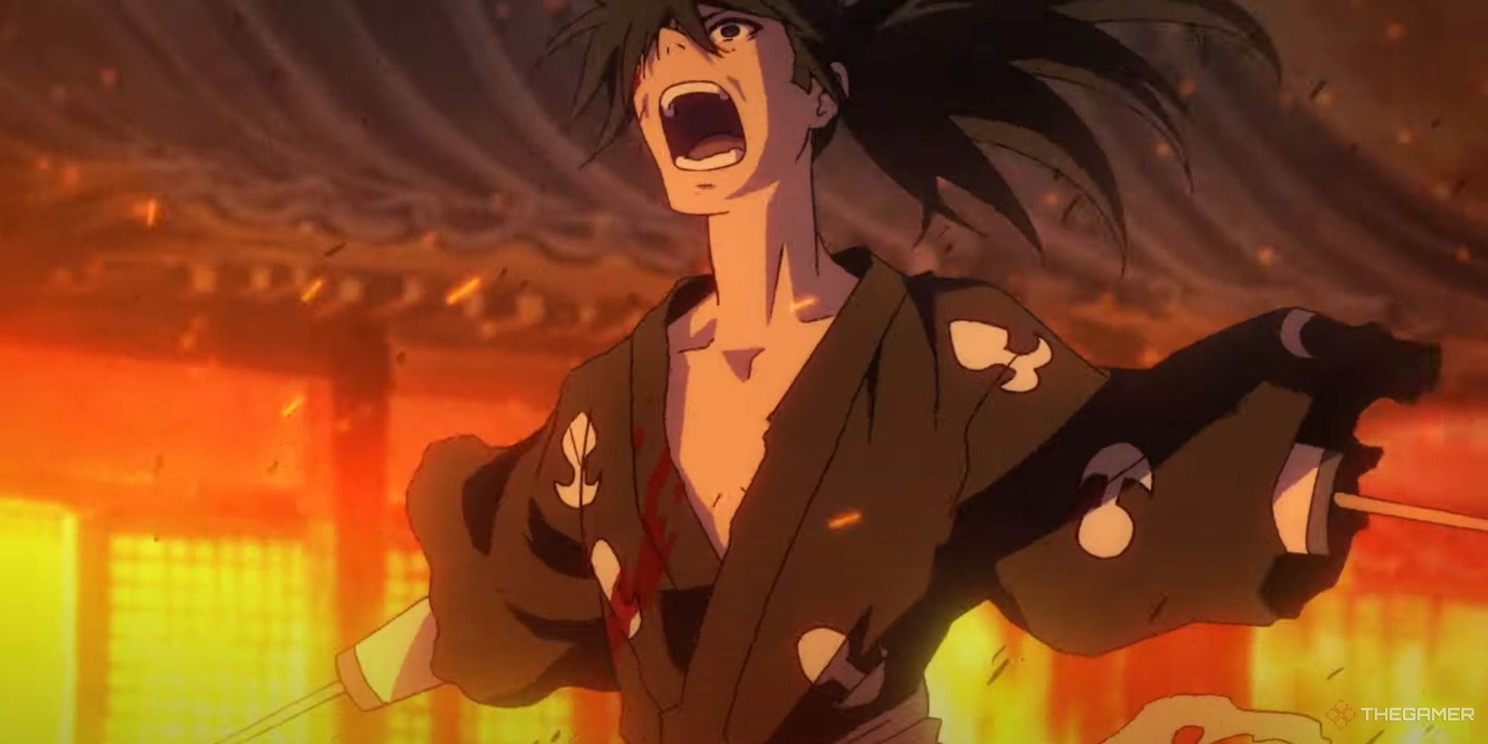 Hyakkimaru screams in anger in Dororo (2019). 