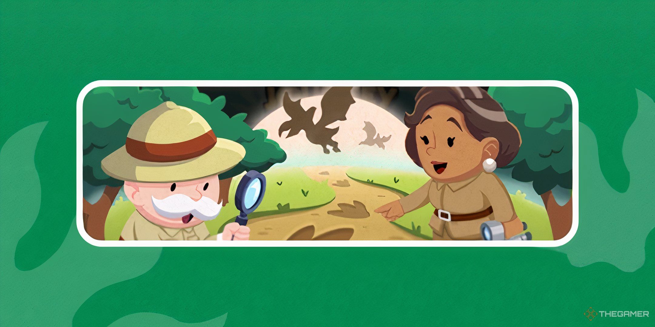 Mr. Monopoly and Sofia digging together in the Jurassic Journey event in Monopoly Go.-1