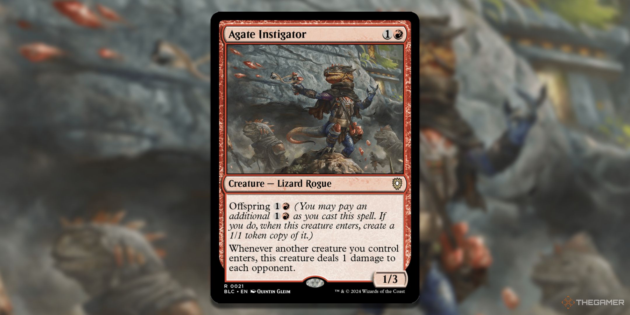 MTG Agate Instigator card with the graphic in the background.