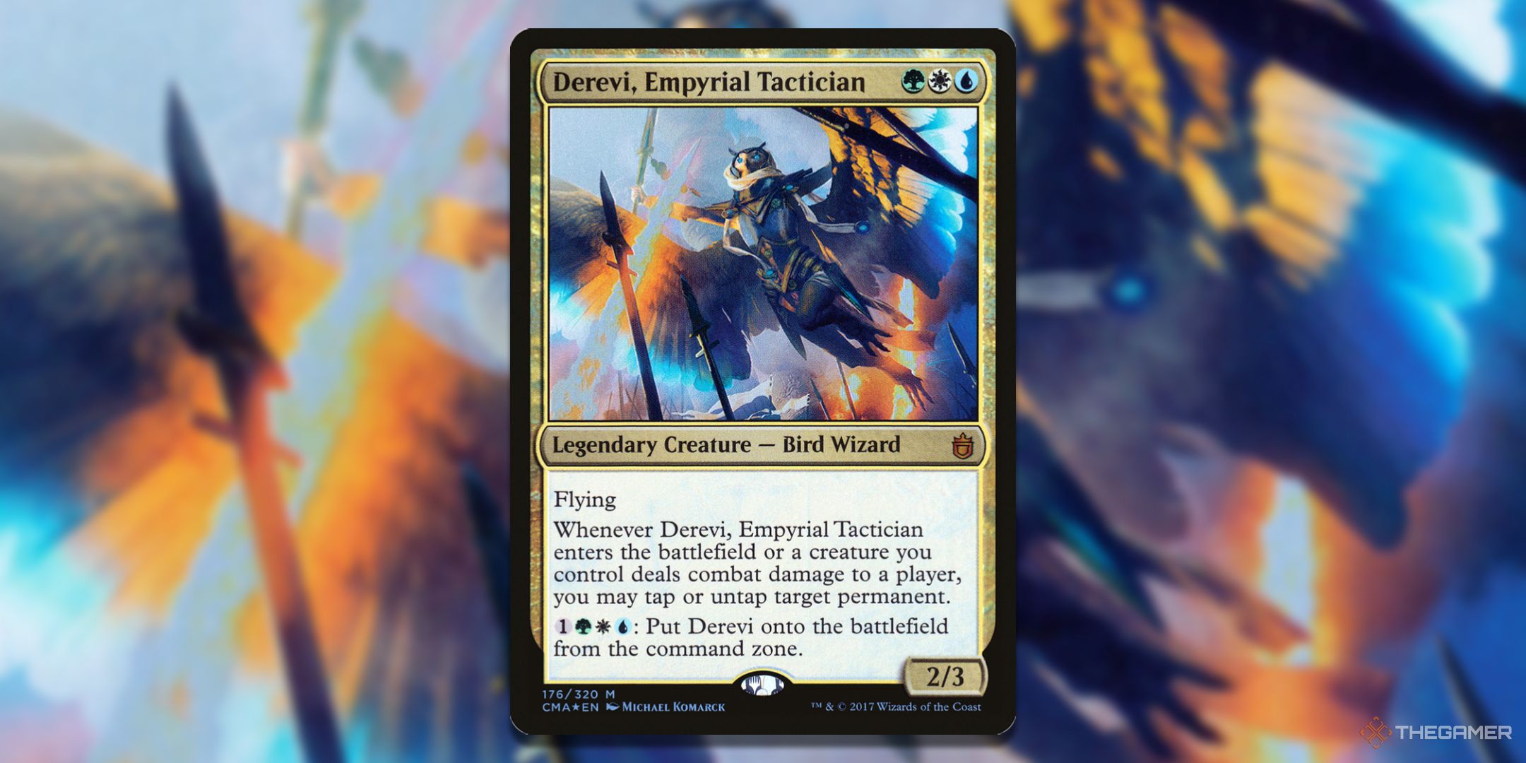 Derevi, Empyrial Tactician card with the art in the background.