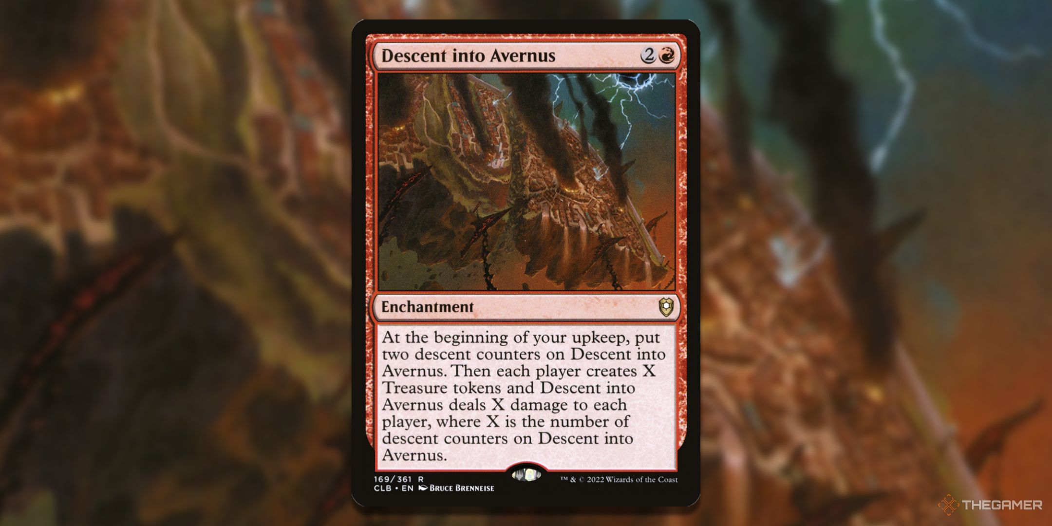 MTG card “Descent Into Avernus” with the image in the background.