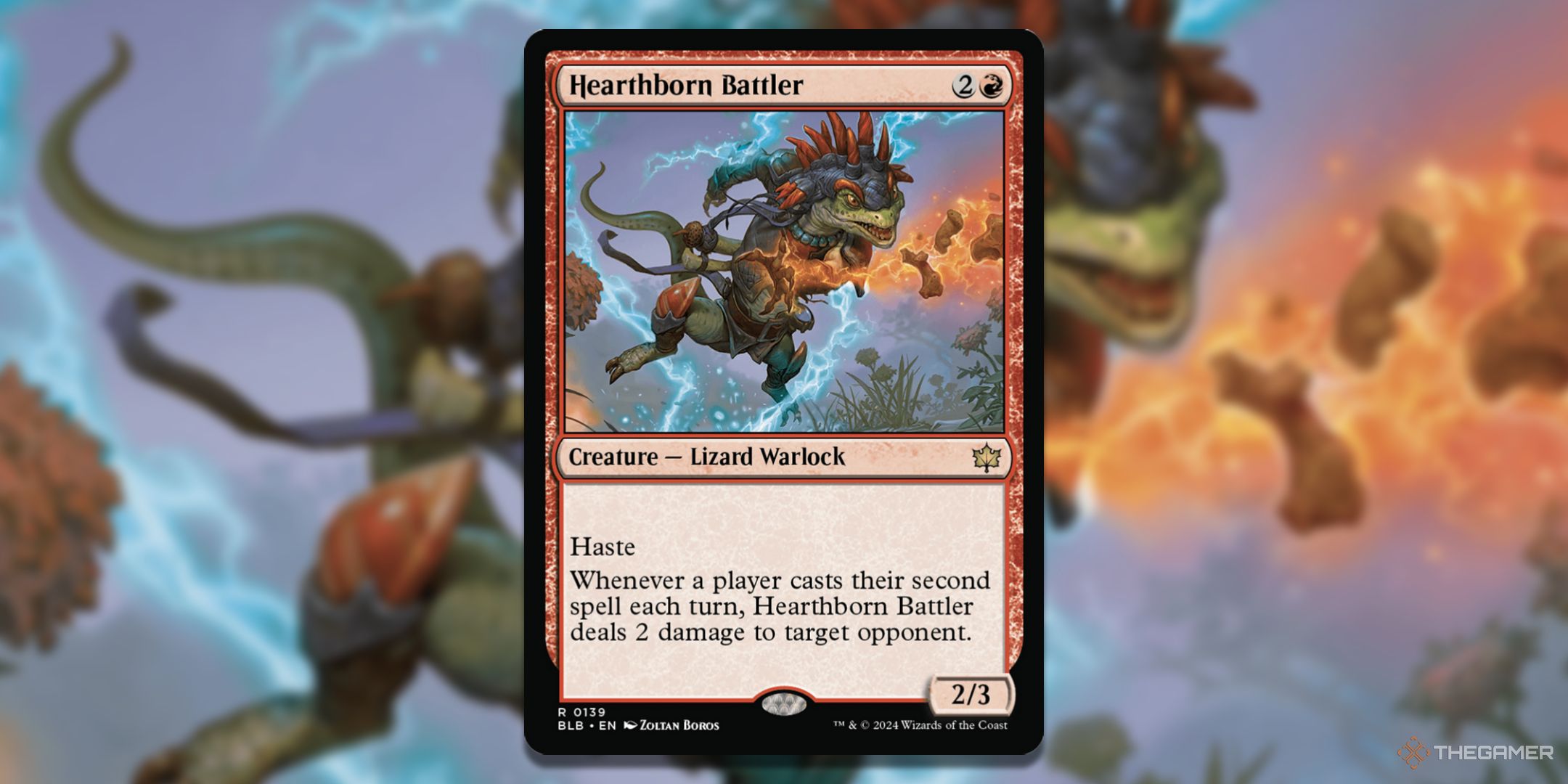 MTG Hearthborn Battler card with the graphic in the background.