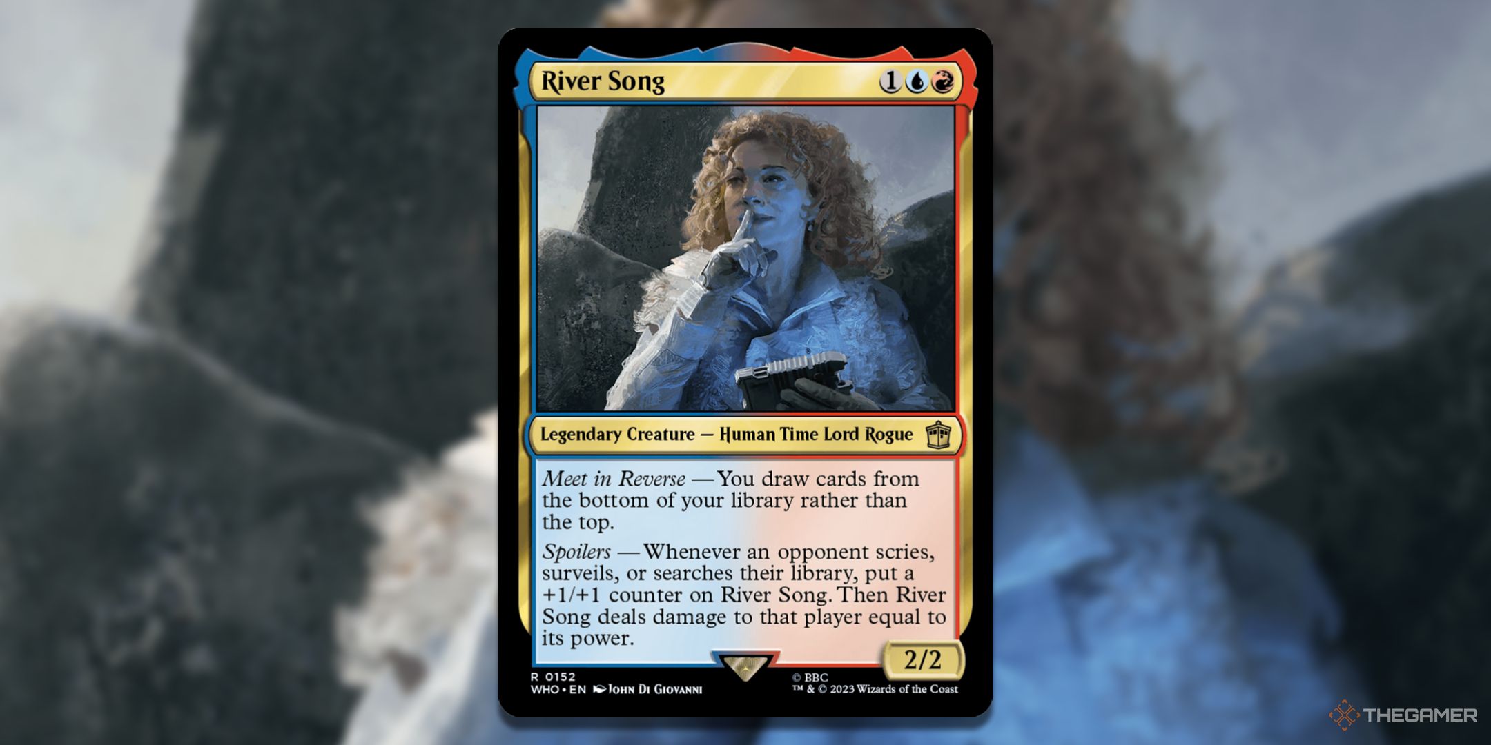 MTG River Song card with the image in the background.