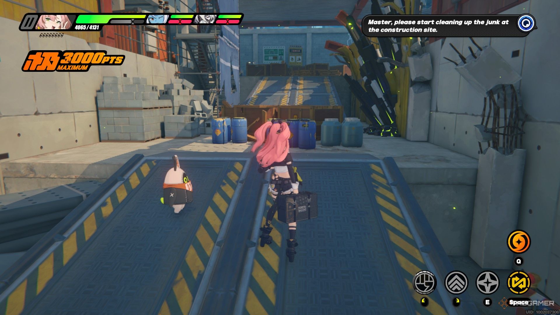 Nicole standing on a ramp in front of a trash pile in Zenless Zone Zero.