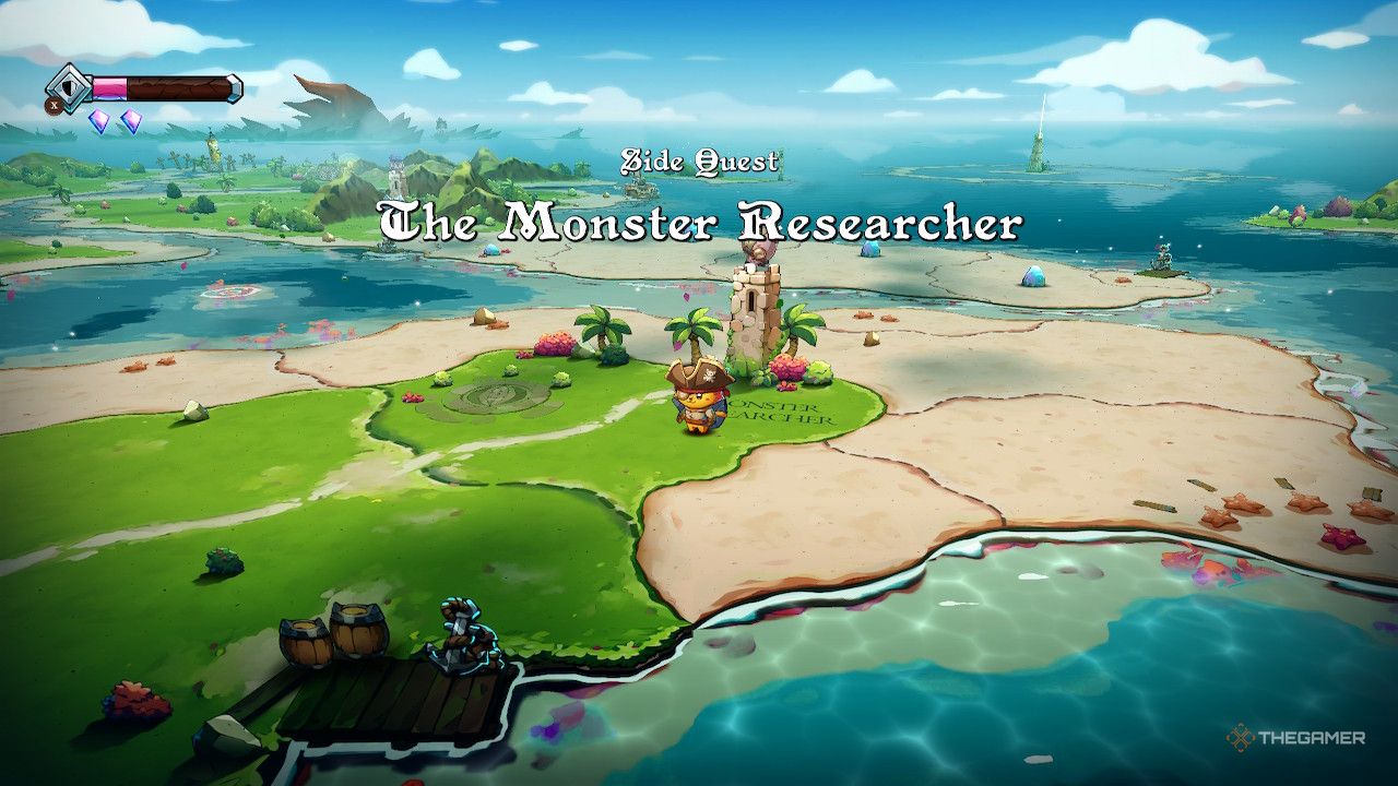 Notifying the player that they have begun the Monster Researcher side quest in Cat Quest 3