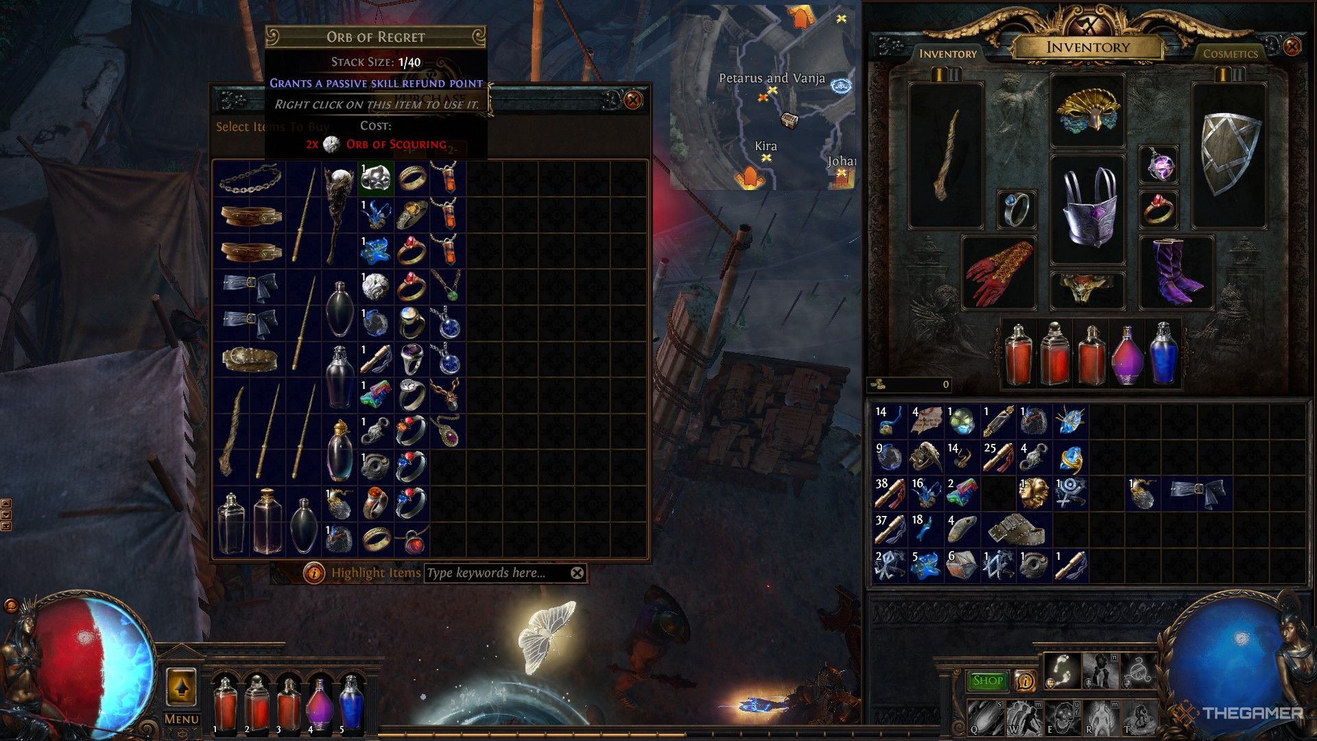 بازیکنی در Path of Exile در حال خرید یک گوی حسرت. 