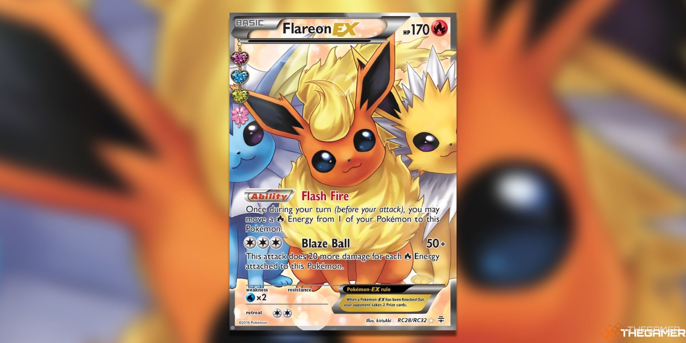 Full artwork of “The Generations Flareon EX” from the Pokémon Trading Card Game.