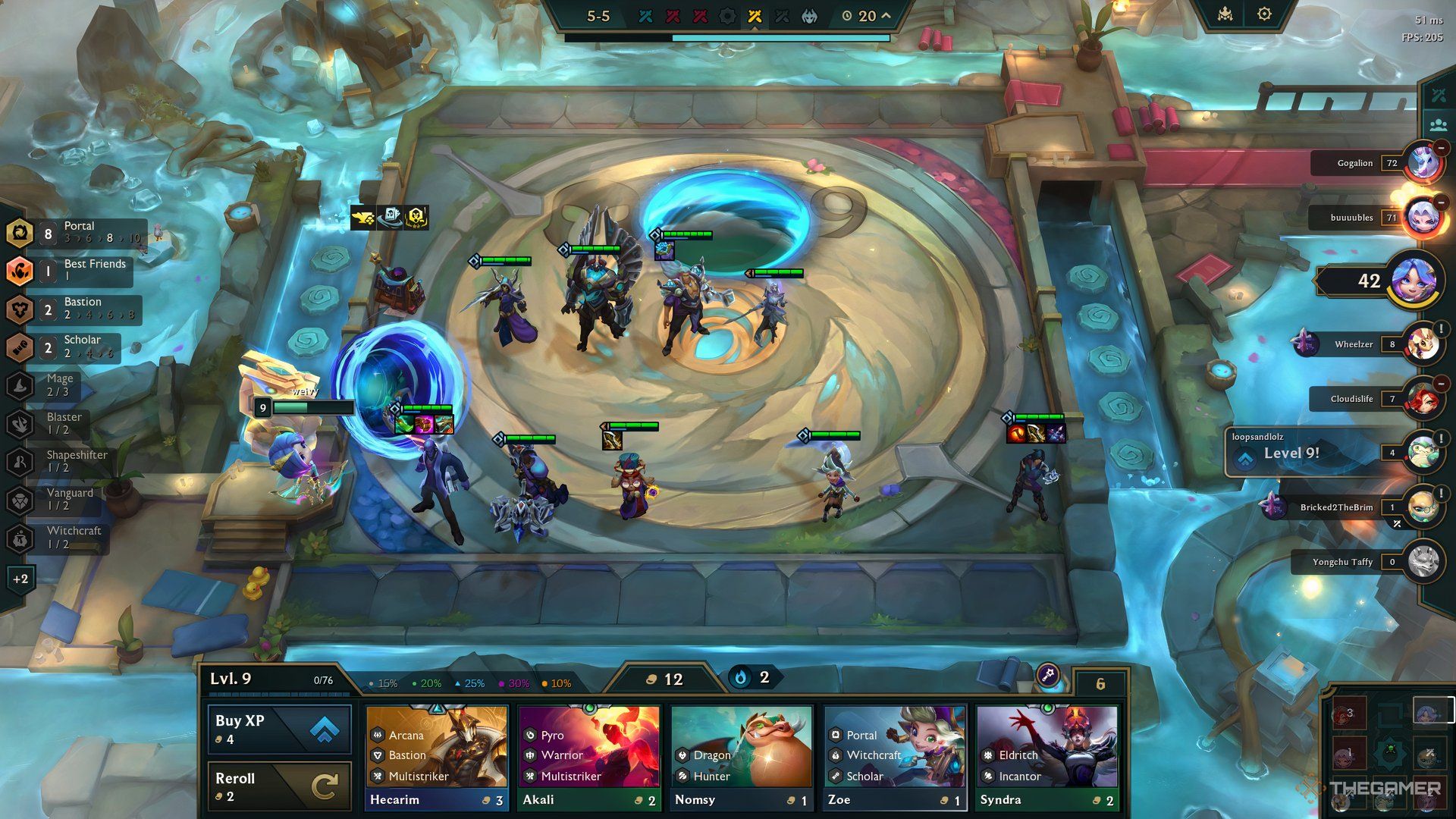 The late game version of the Portal Ryze team in Teamfight Tactics Set 12.