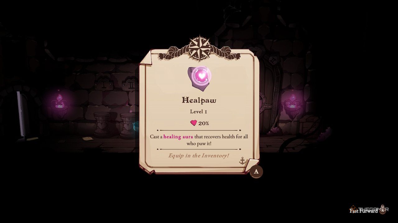 Receiving the valuable Healpaw spell in Lovepurr Island&rsquo;s tower in Cat Quest 3